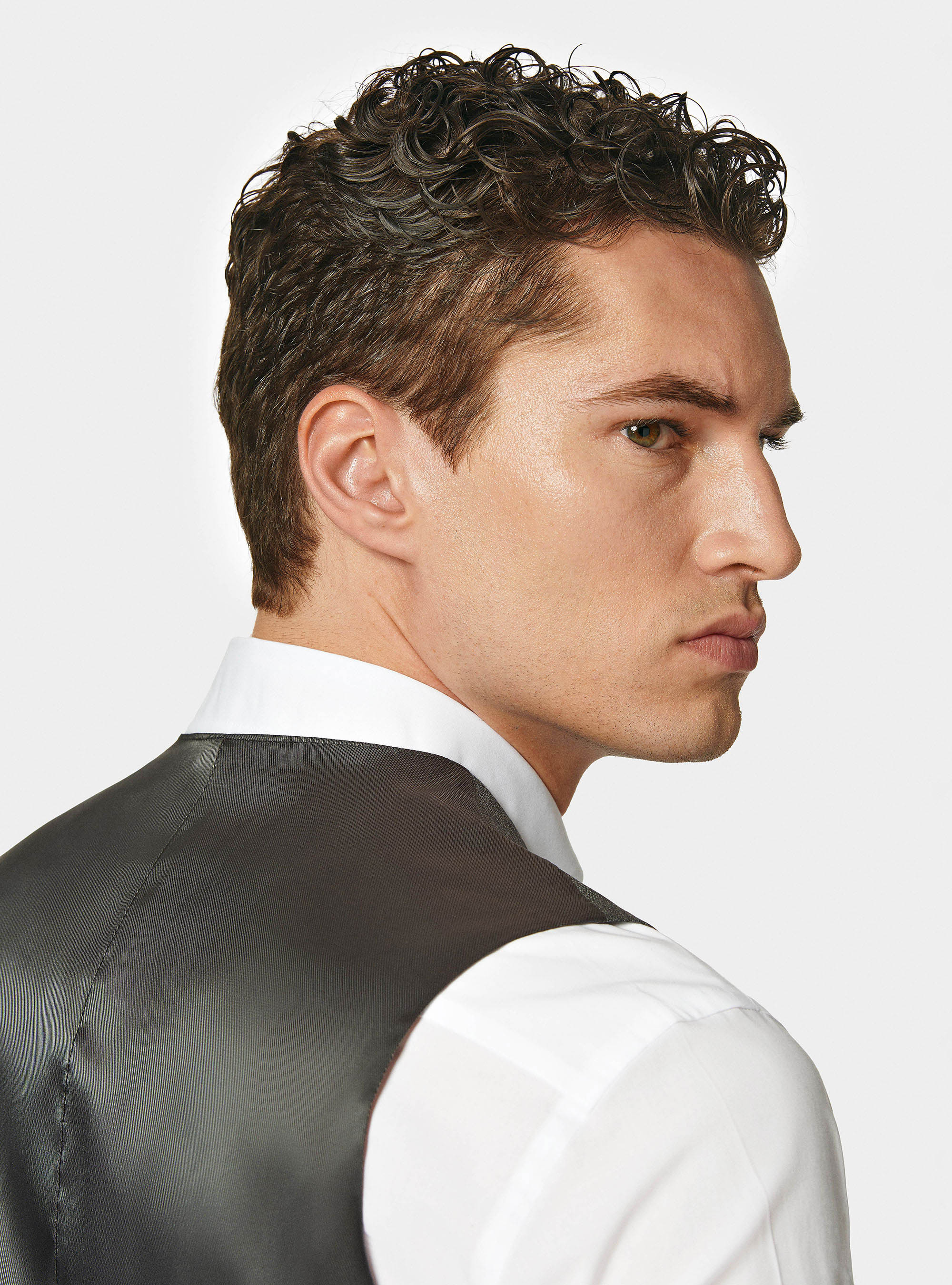 Single-breasted waistcoat in pure wool Vitale barberis Canonico, ASFALTO 0112C