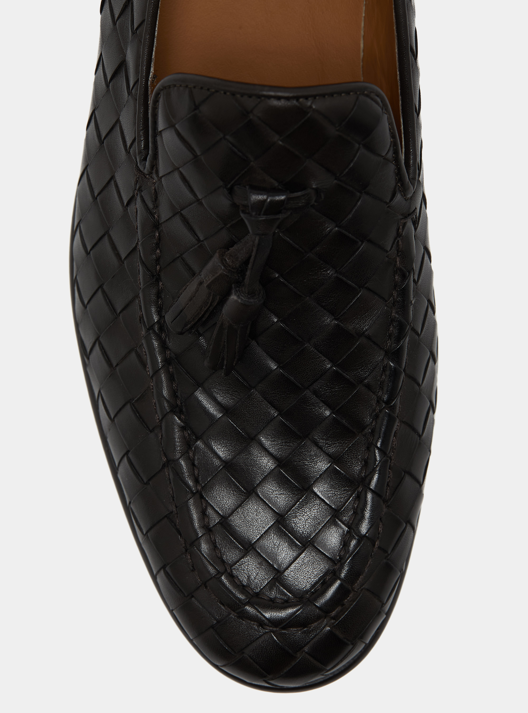 Braided leather moccasins, BROWN