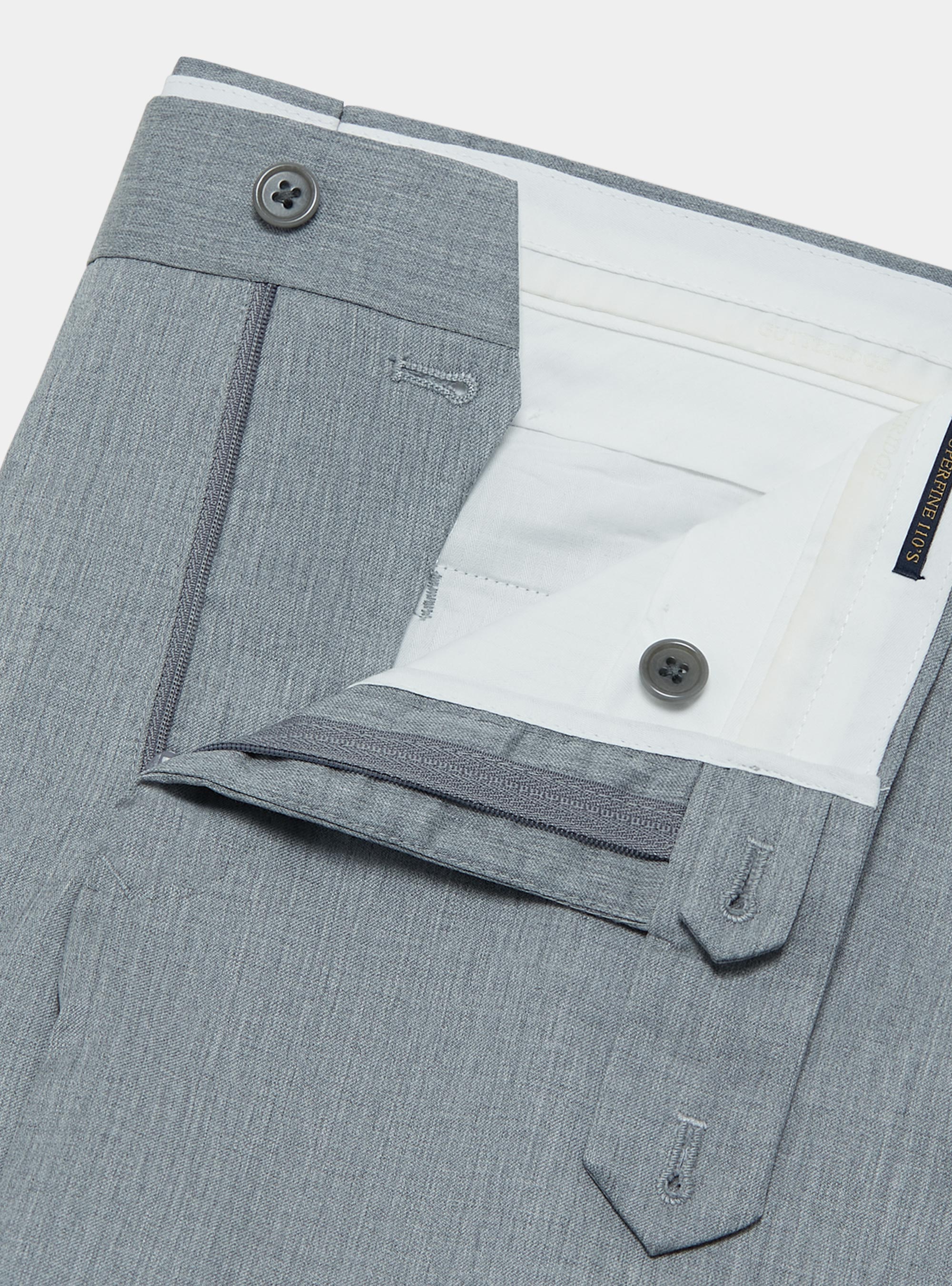 Trousers in pure 110's superfine wool, LIGHT GREY MELANGE