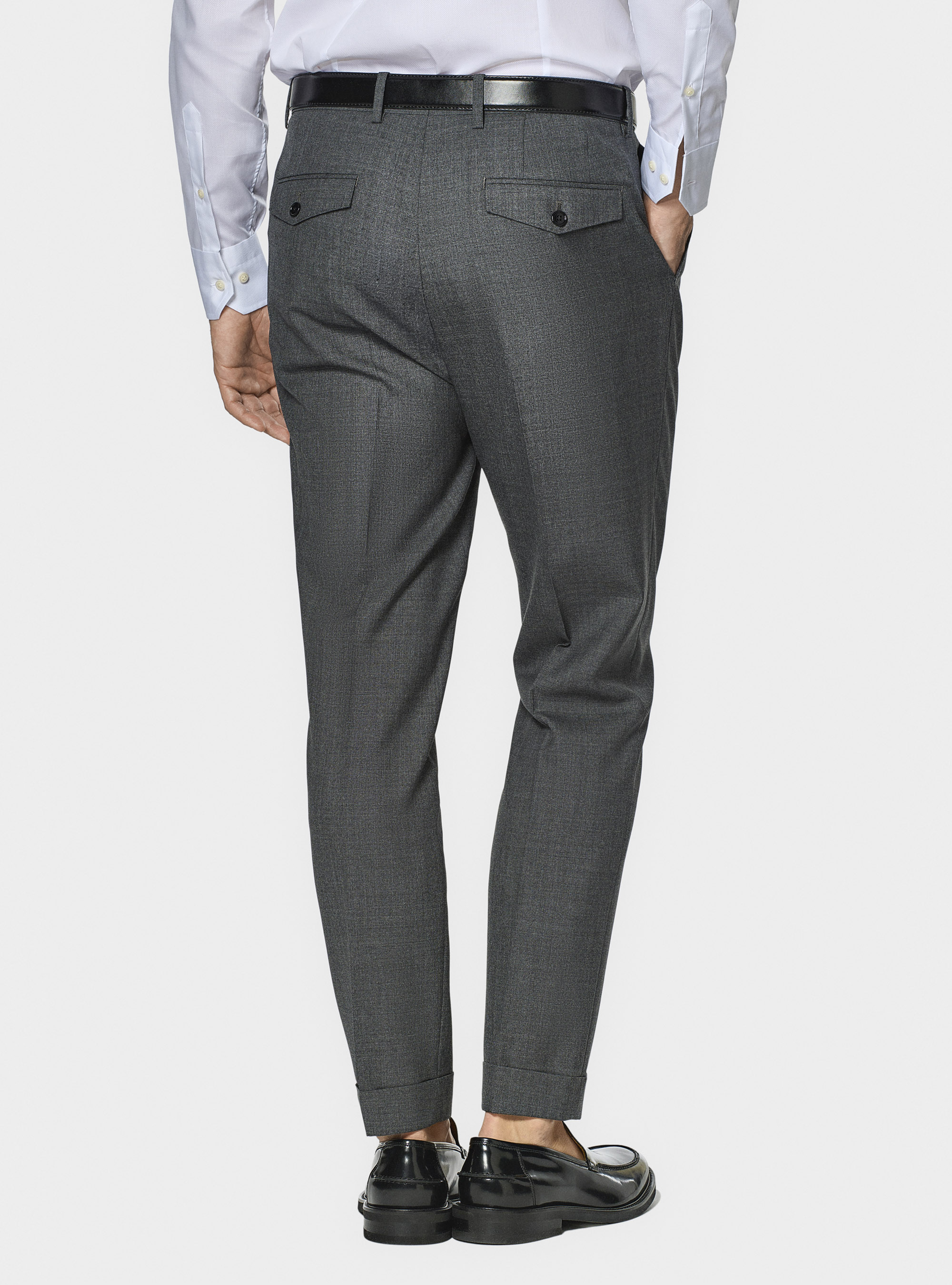 Vitale Barberis Canonico pure wool double pleat trousers, ASFALTO 0112C