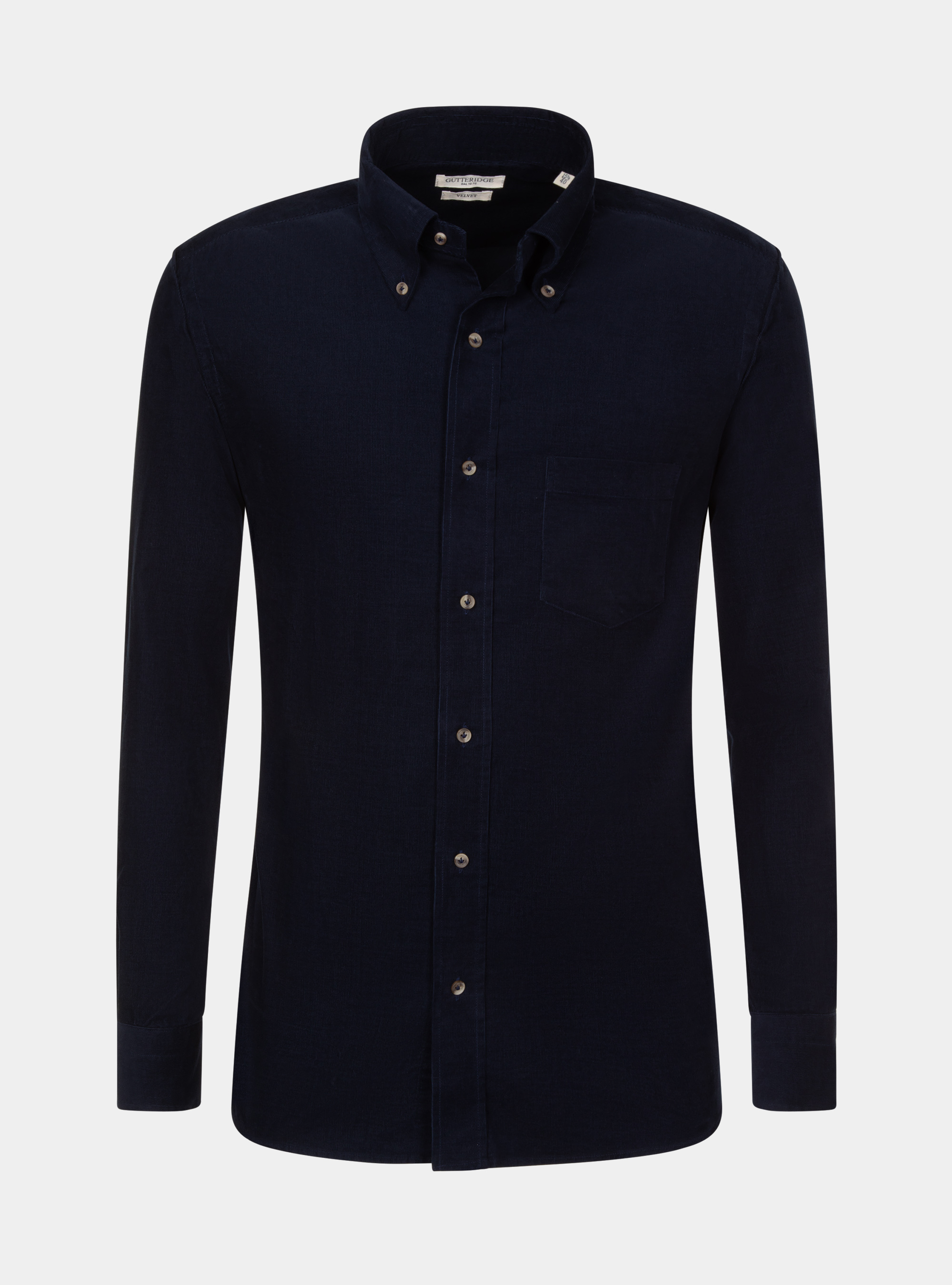Cotton velvet button-down collar shirt, NAVY BLUE