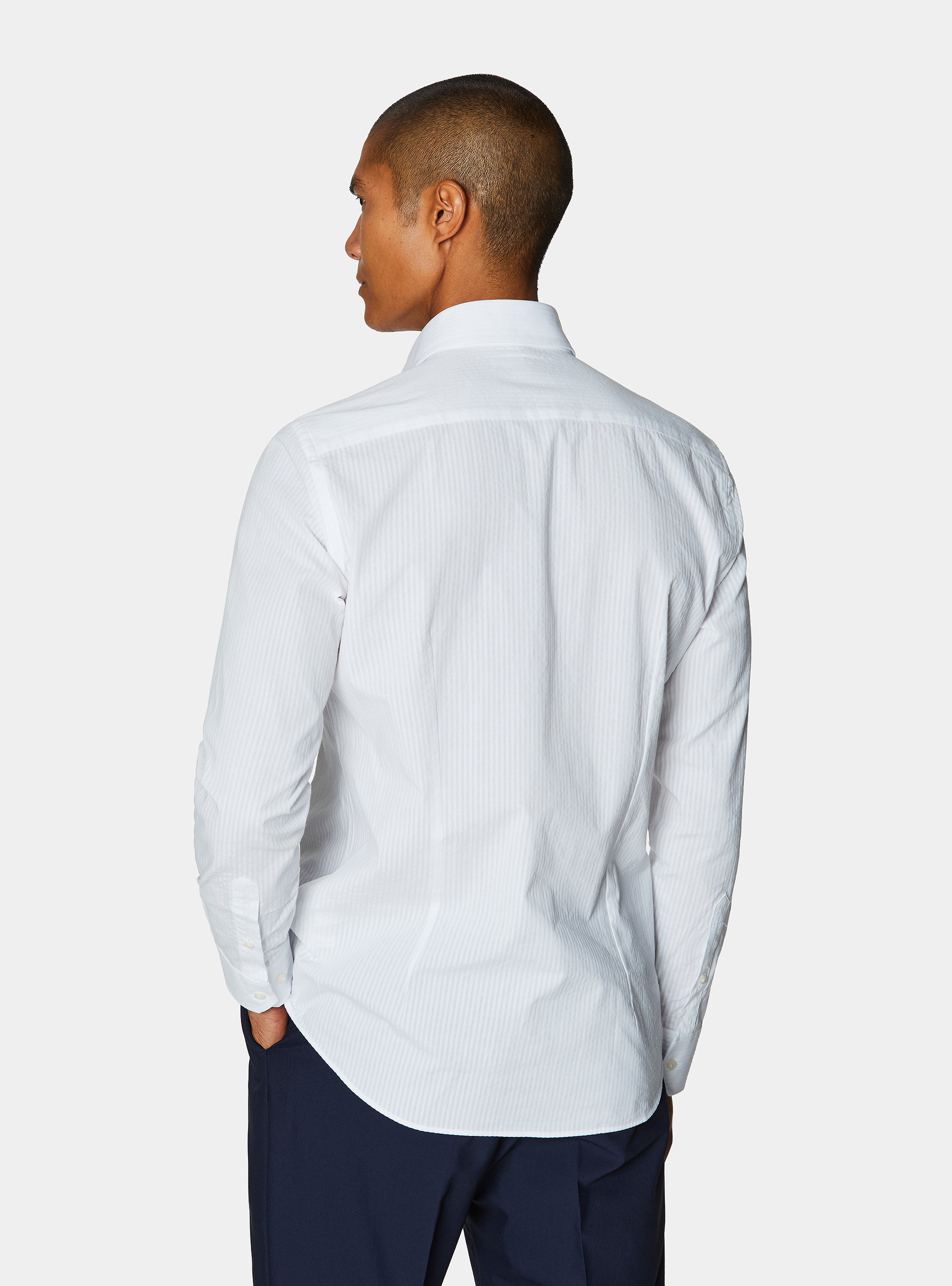 Seersucker cotton shirt, WHITE
