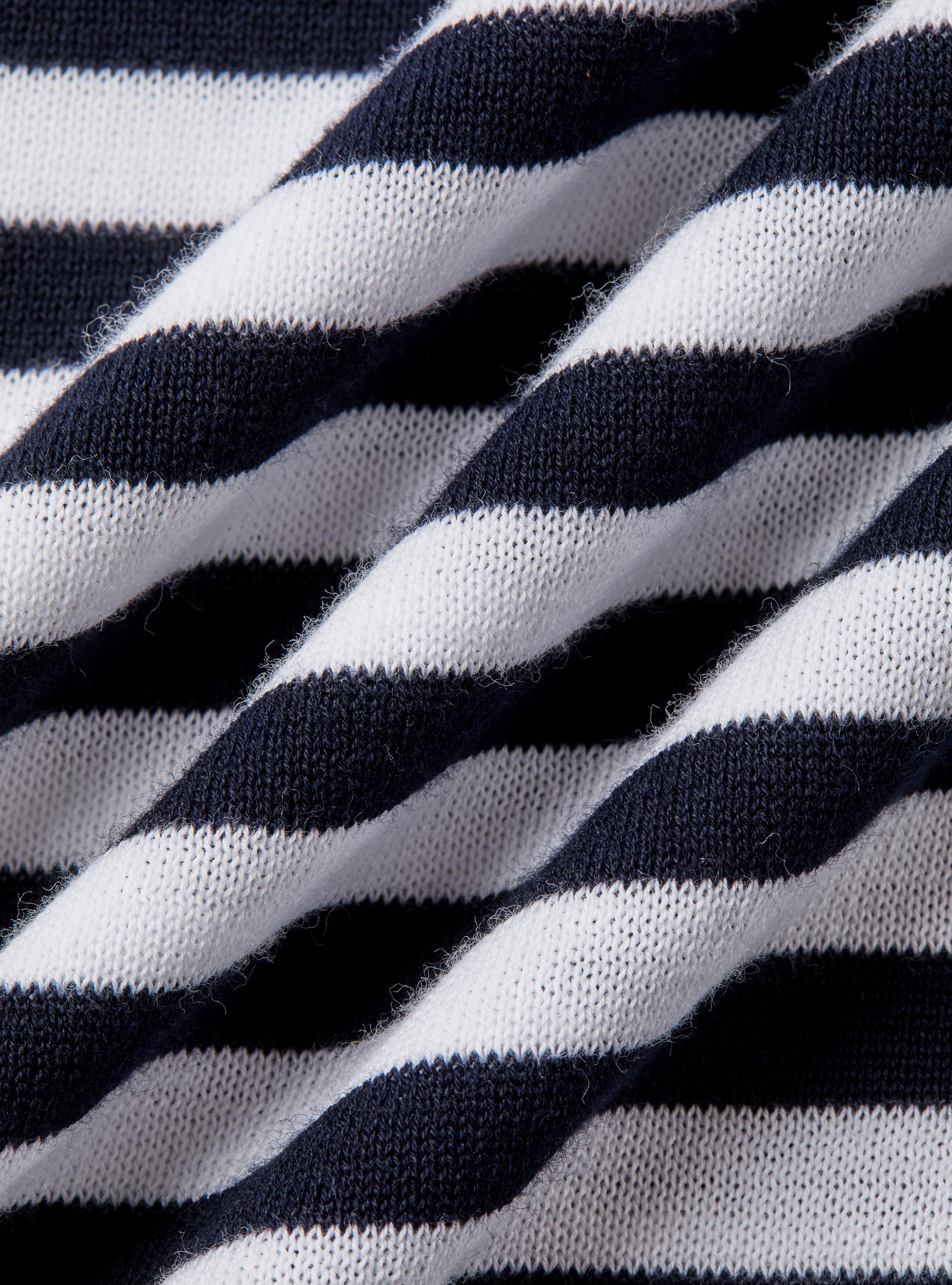 Extra-fine striped cotton crew neck sweater, NAVY BLUE
