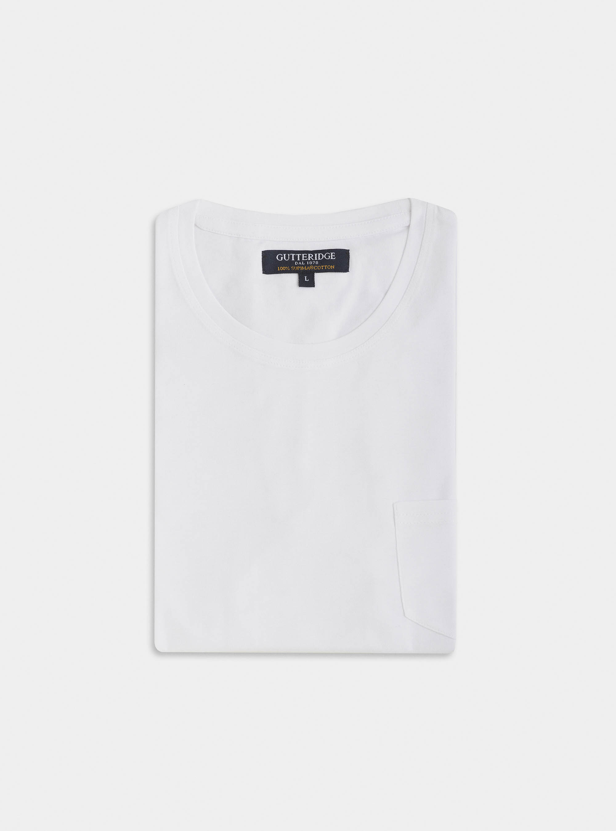Supima cotton jersey t-shirt with pocket, WHITE