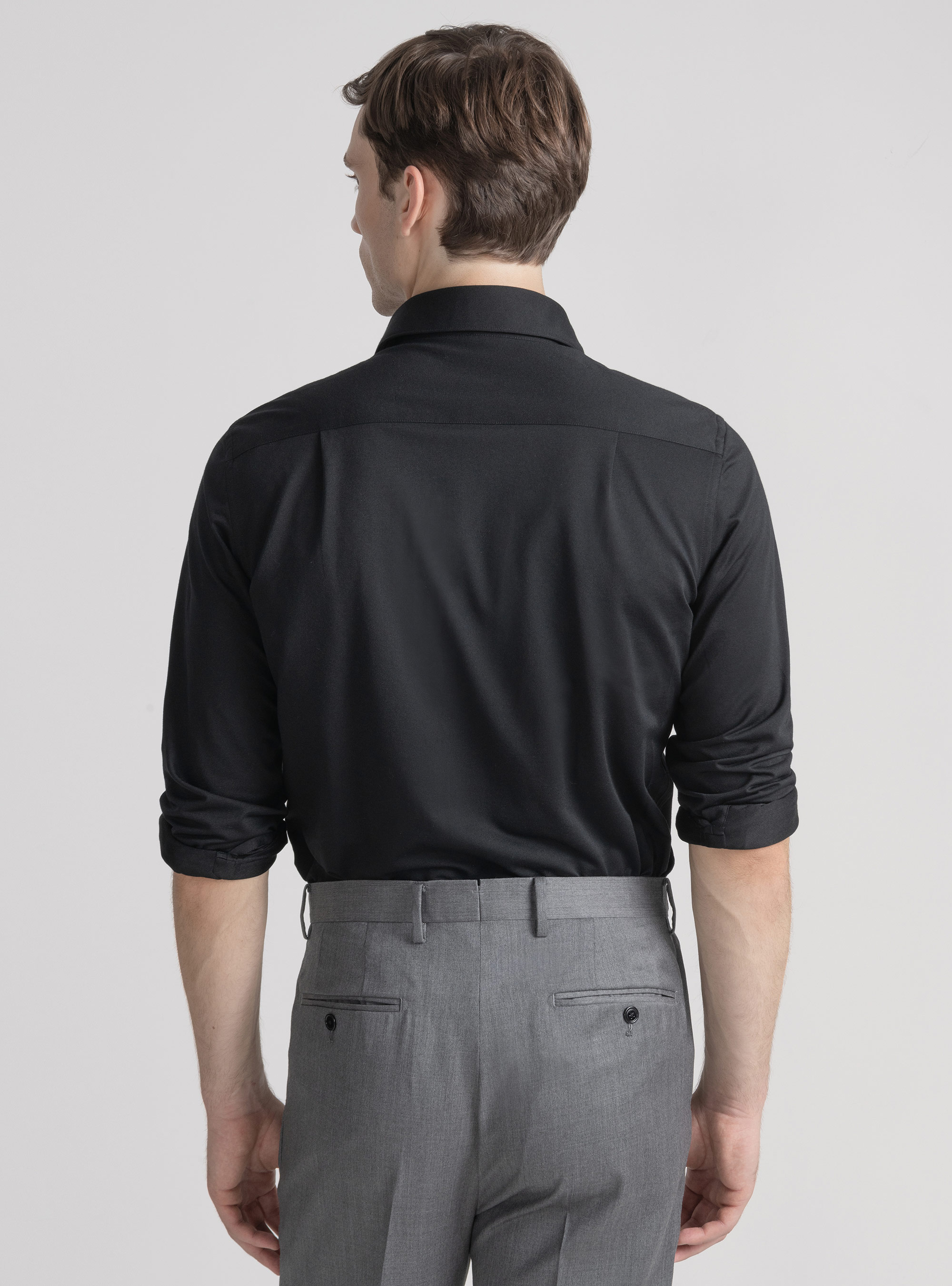 Camicia in jersey di misto cotone, NERO
