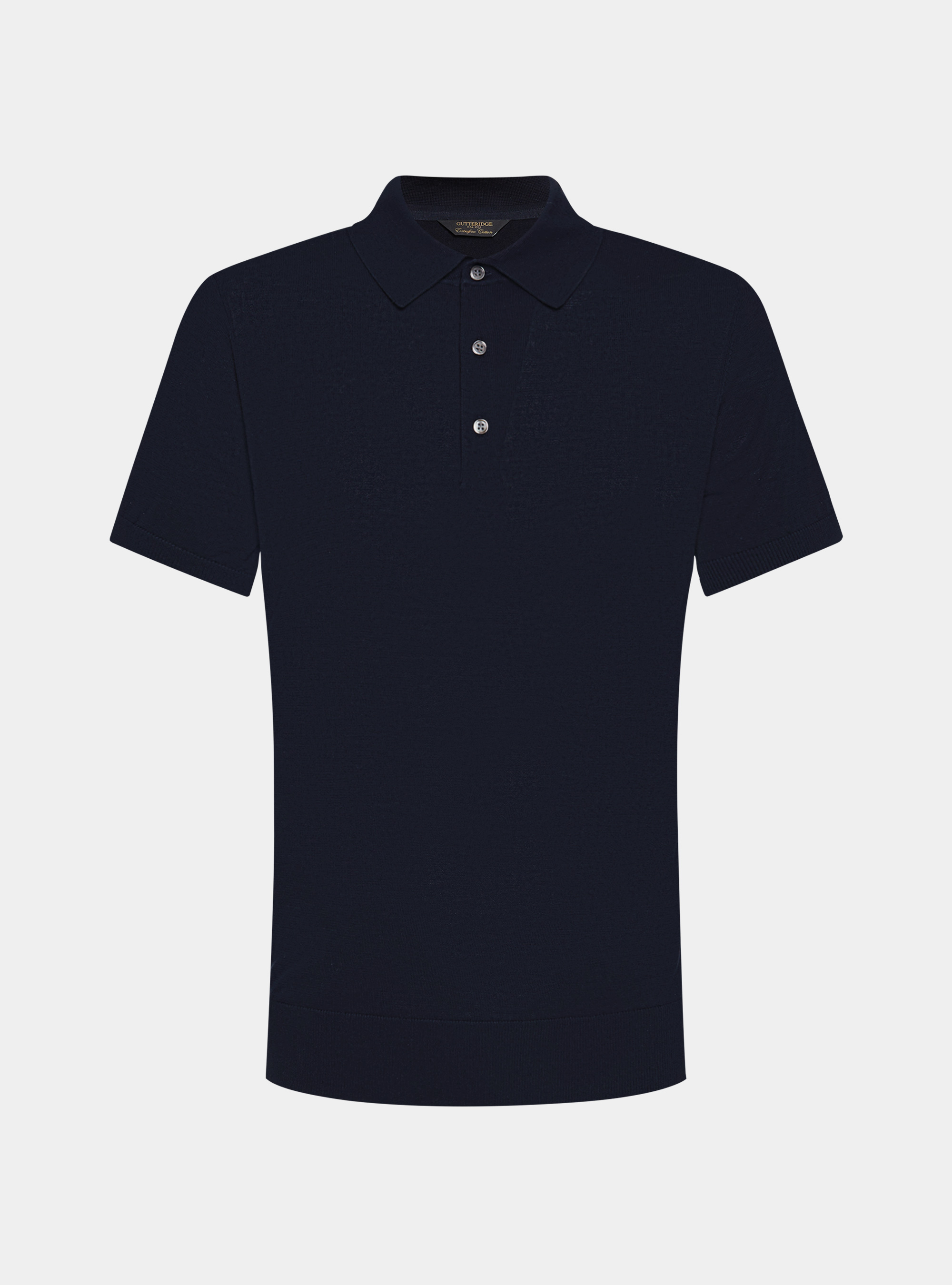Extra-fine cotton knit polo shirt, NAVY BLUE
