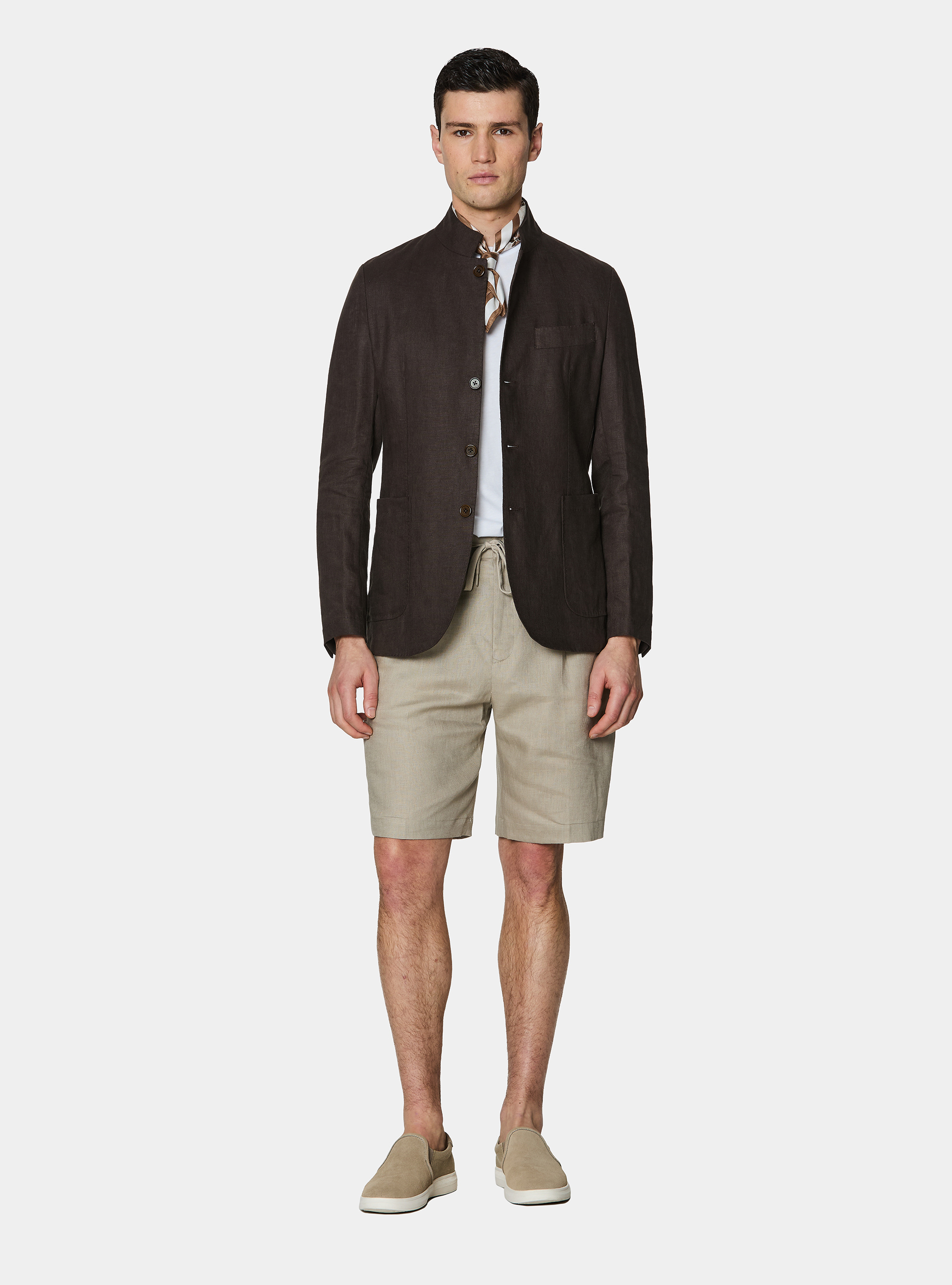 Veste cor&eacute;enne en pur lin, MARRON