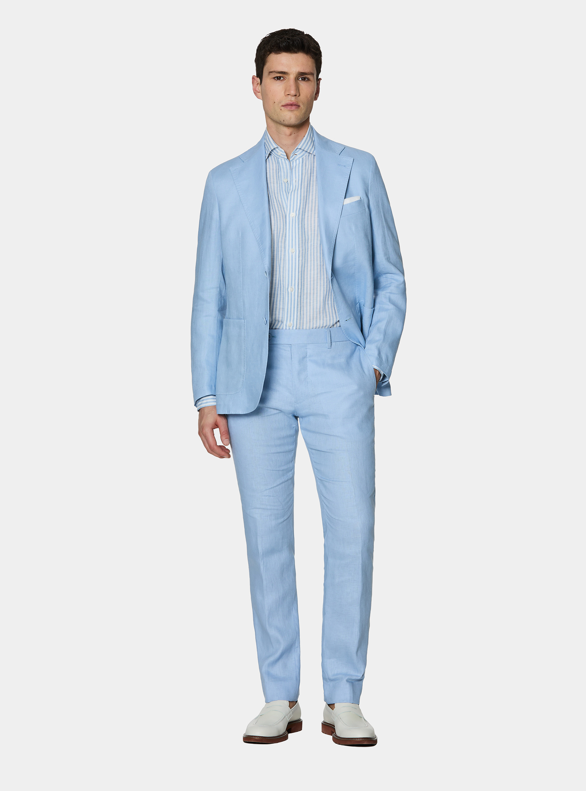 Pure linen suit blazer, 0266C AZZURRO