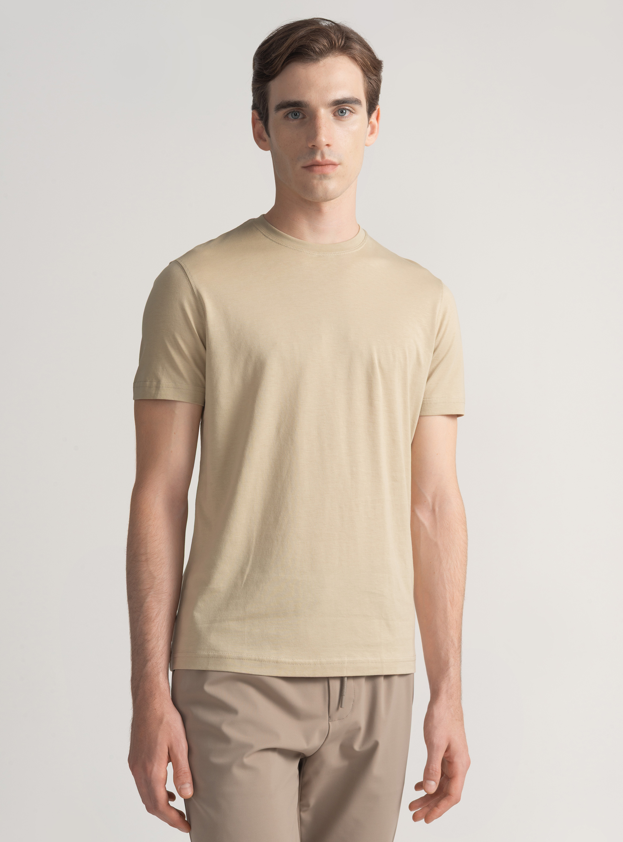Half-sleeve T-shirt in Supima cotton, SAND
