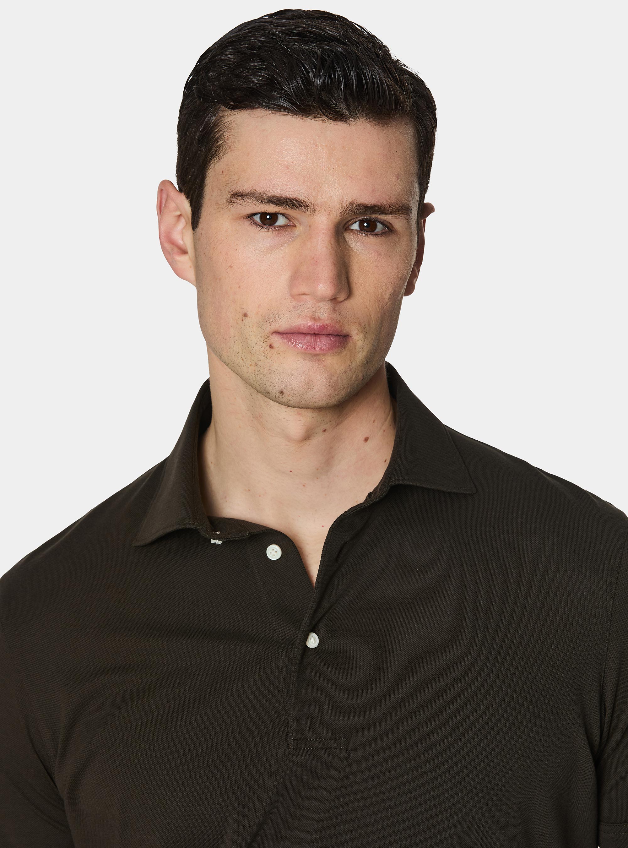 Polo en piqu&eacute; extensible GT01, MARRON