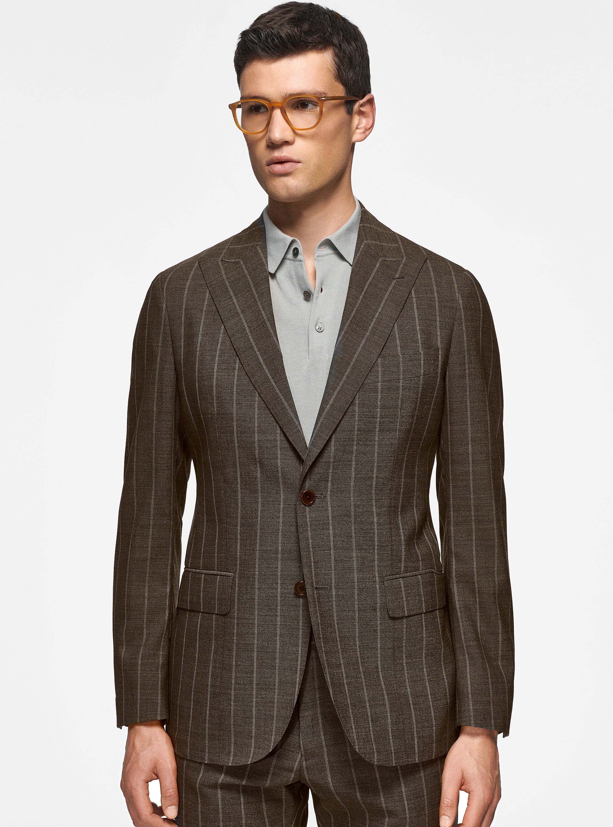 Pure wool pinstripe blazer, MUD