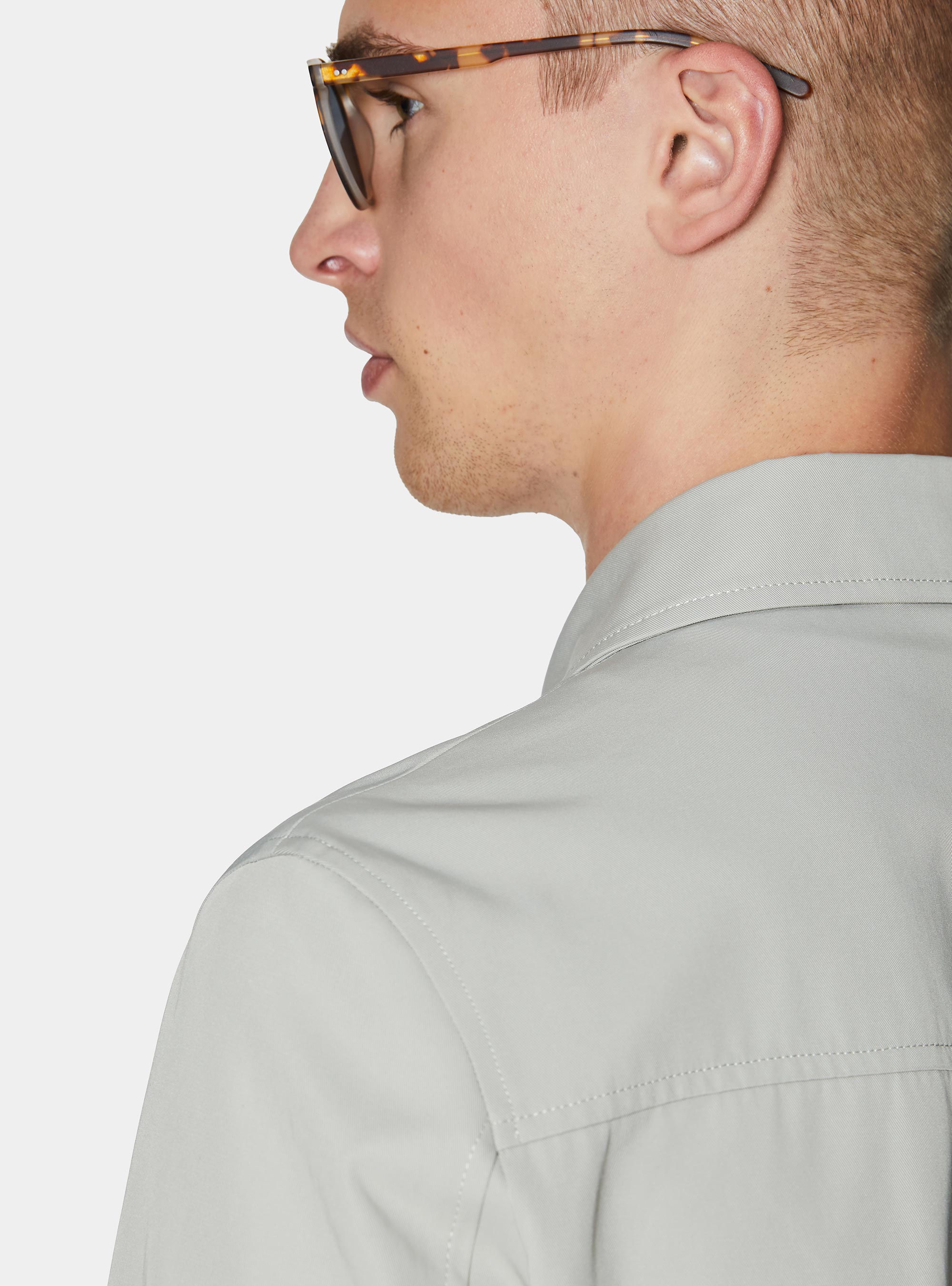 Single-breasted raincoat in cotton blend, ECRU