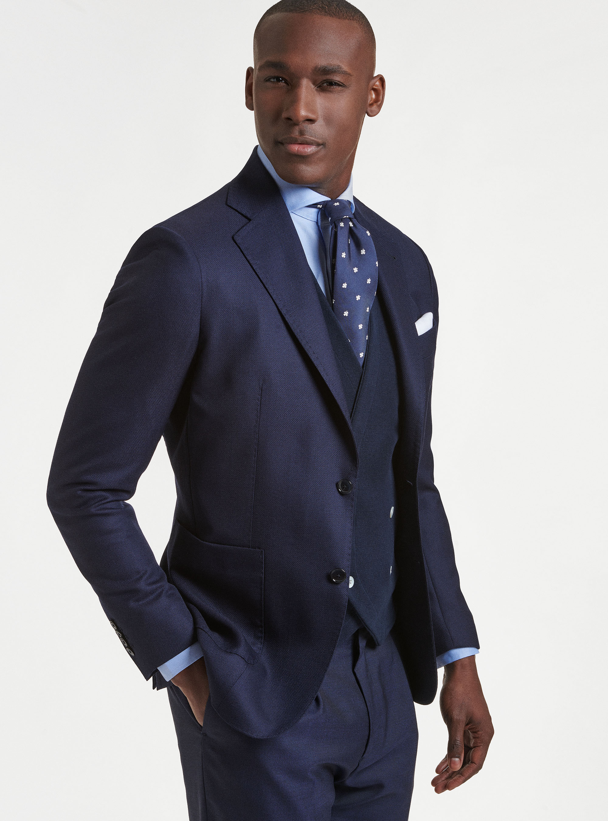 Pure wool hopsack blazer Vitale Barberis Canonico, NAVY BLUE