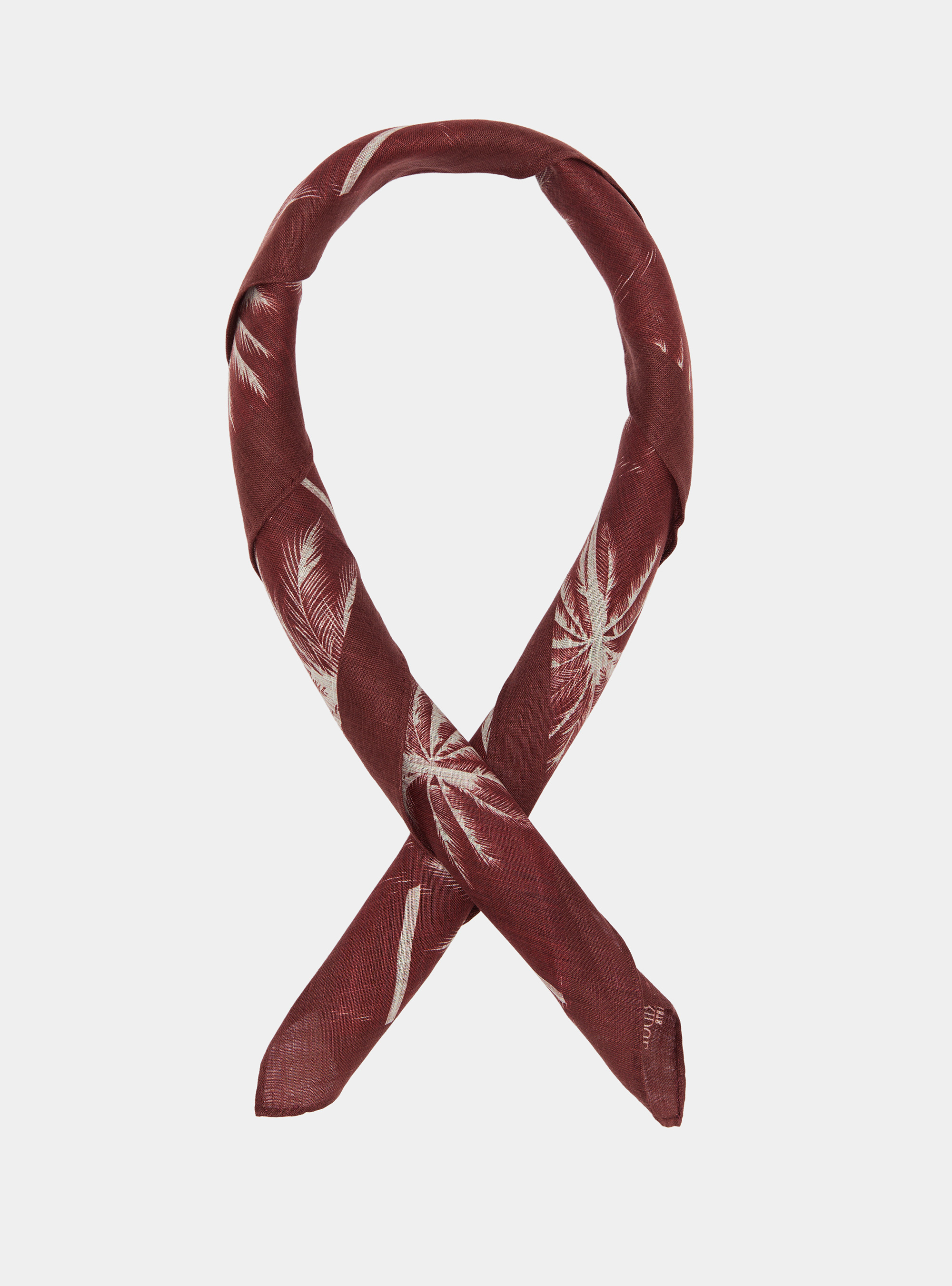 Linen foulard with palm tree print, TERRACOTTA
