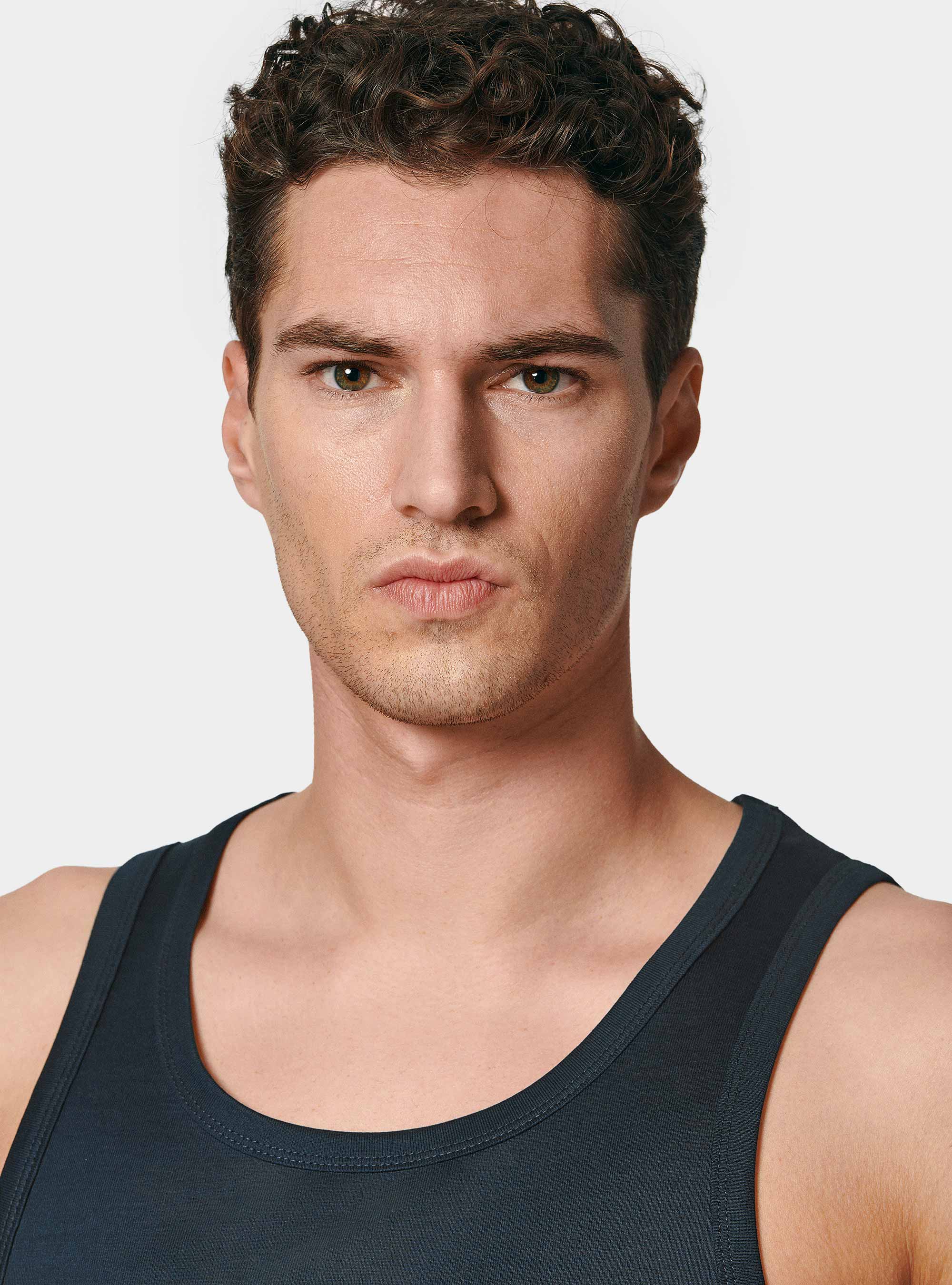 Cotton thread tank top, NAVY BLUE