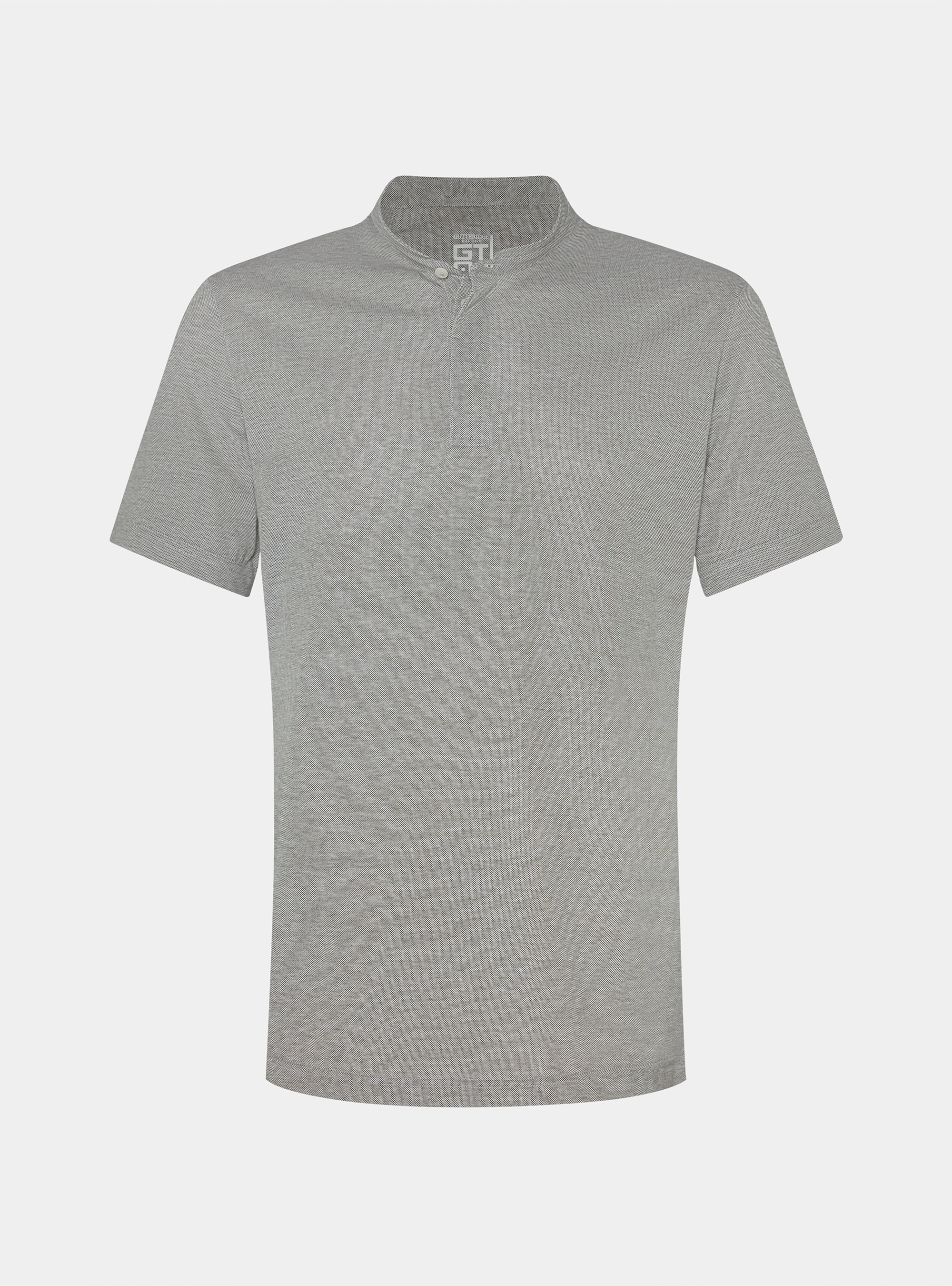 Polo collo coreano in misto cotone stretch, VERDE SALVIA 0604C
