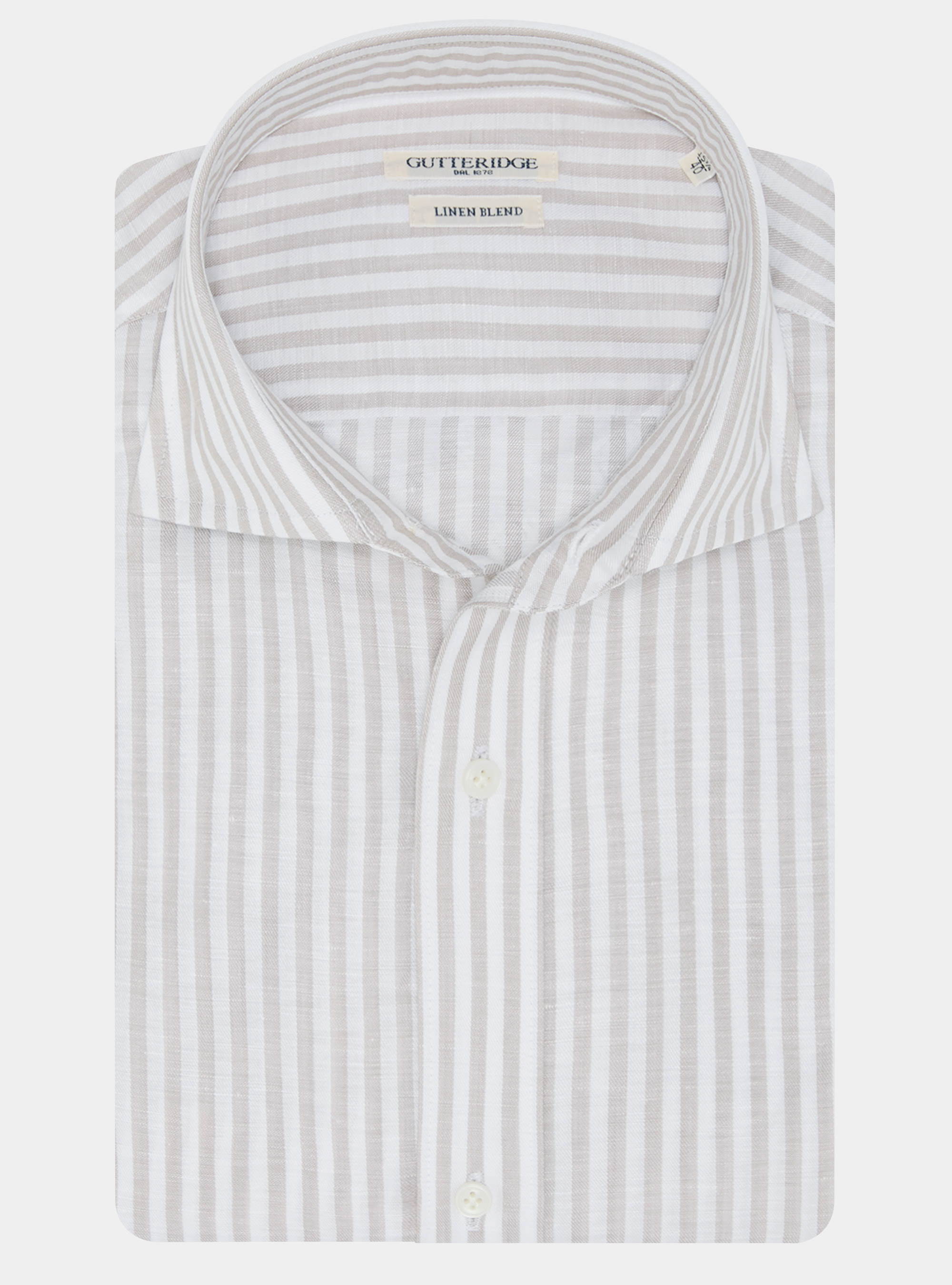 Camicia rigata in misto lino, SABBIA