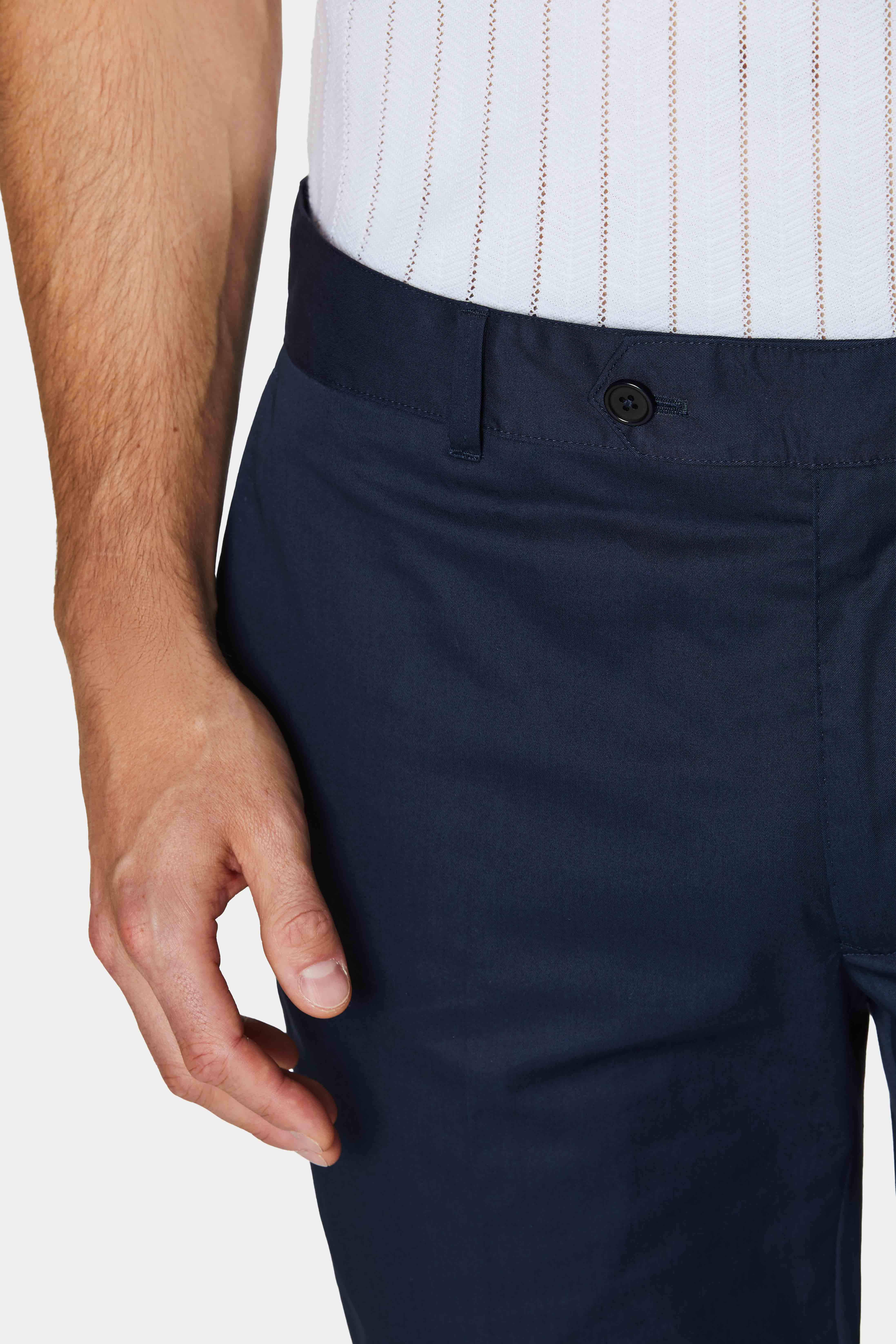 Lightweight twill slim fit chino trousers, NAVY BLUE