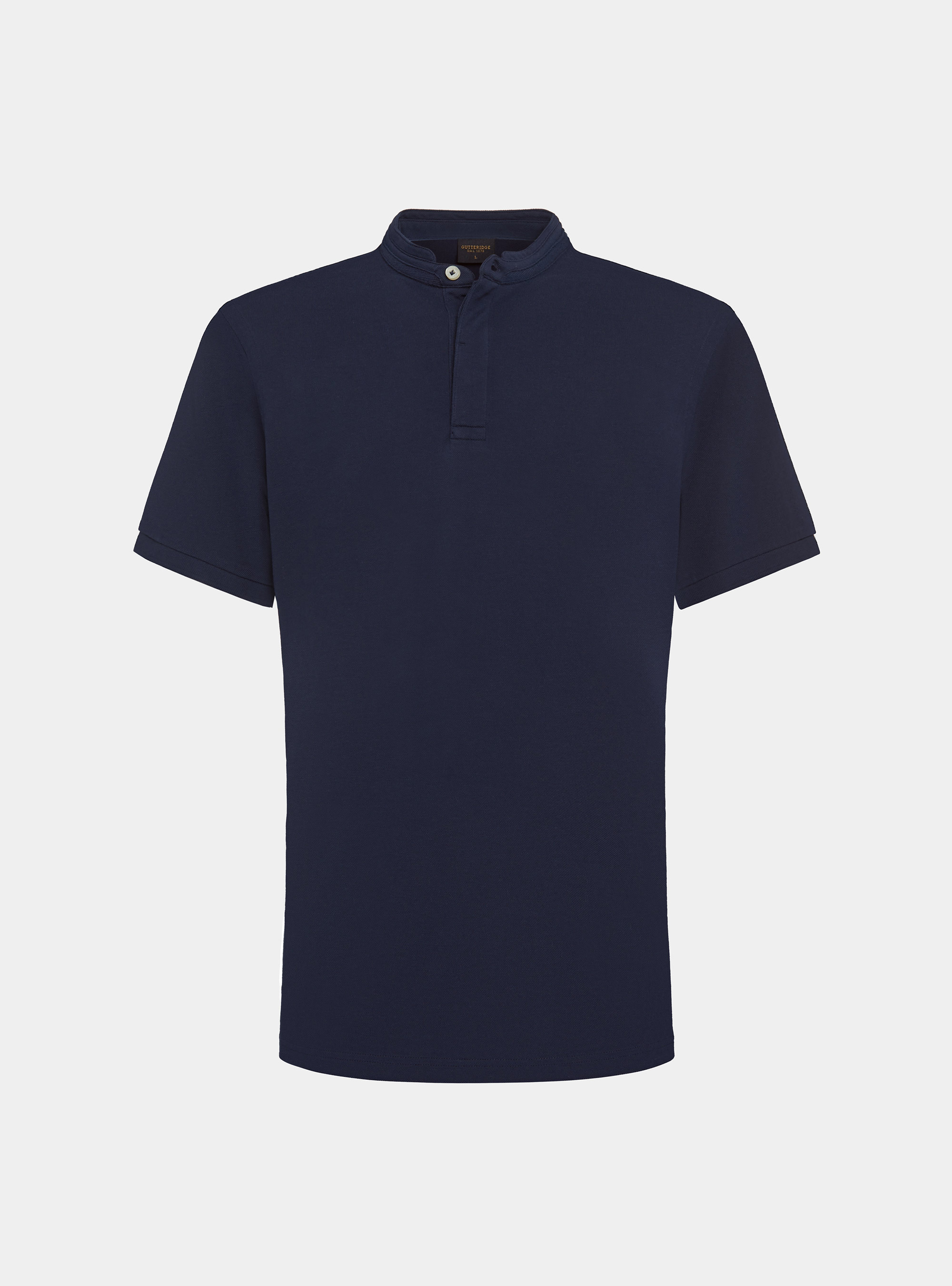 Polo coreano de piqu&eacute;, AZUL MEDIO