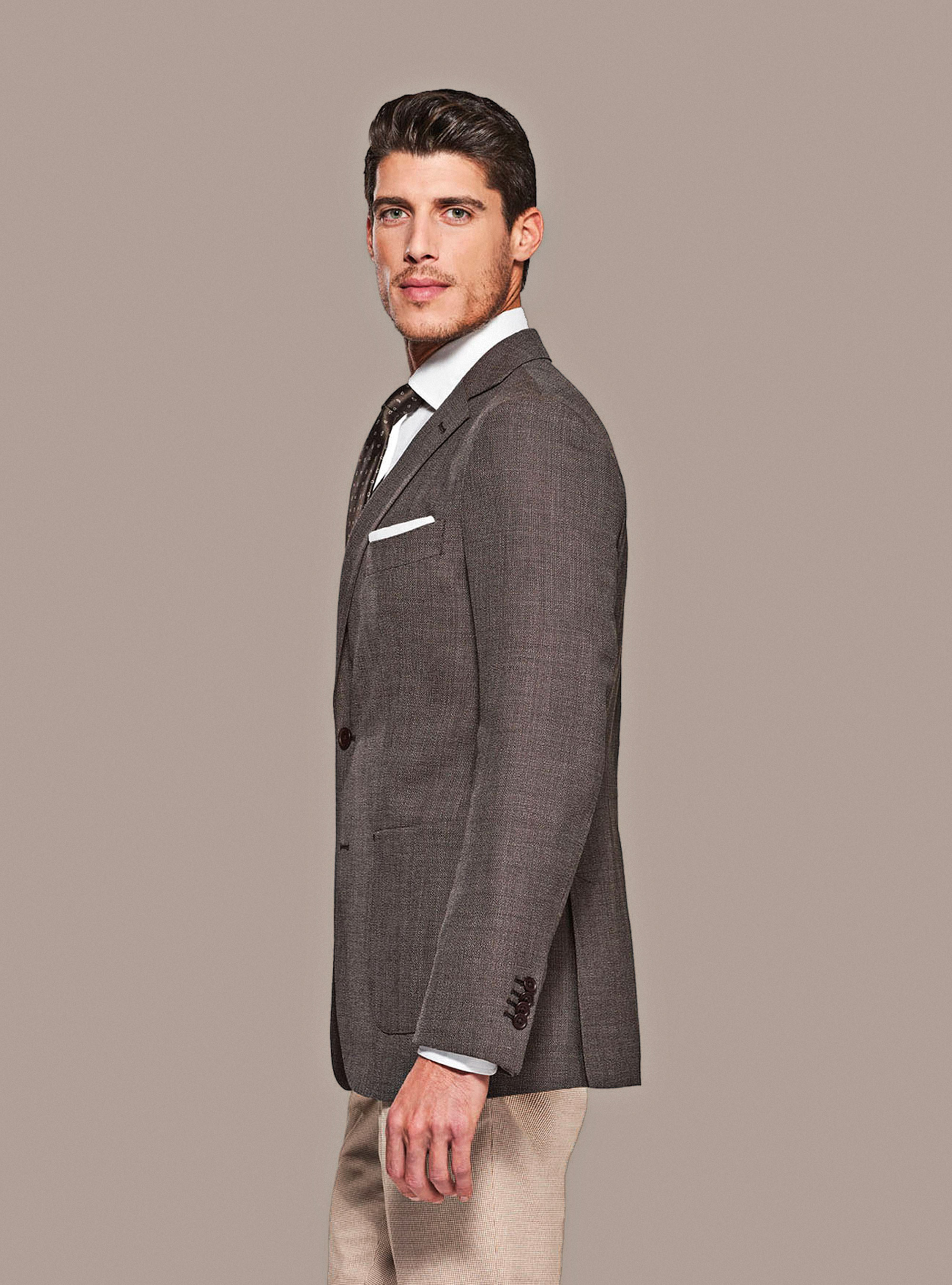 Micro-textured pure wool blazer, NOCCIOLA 0509C