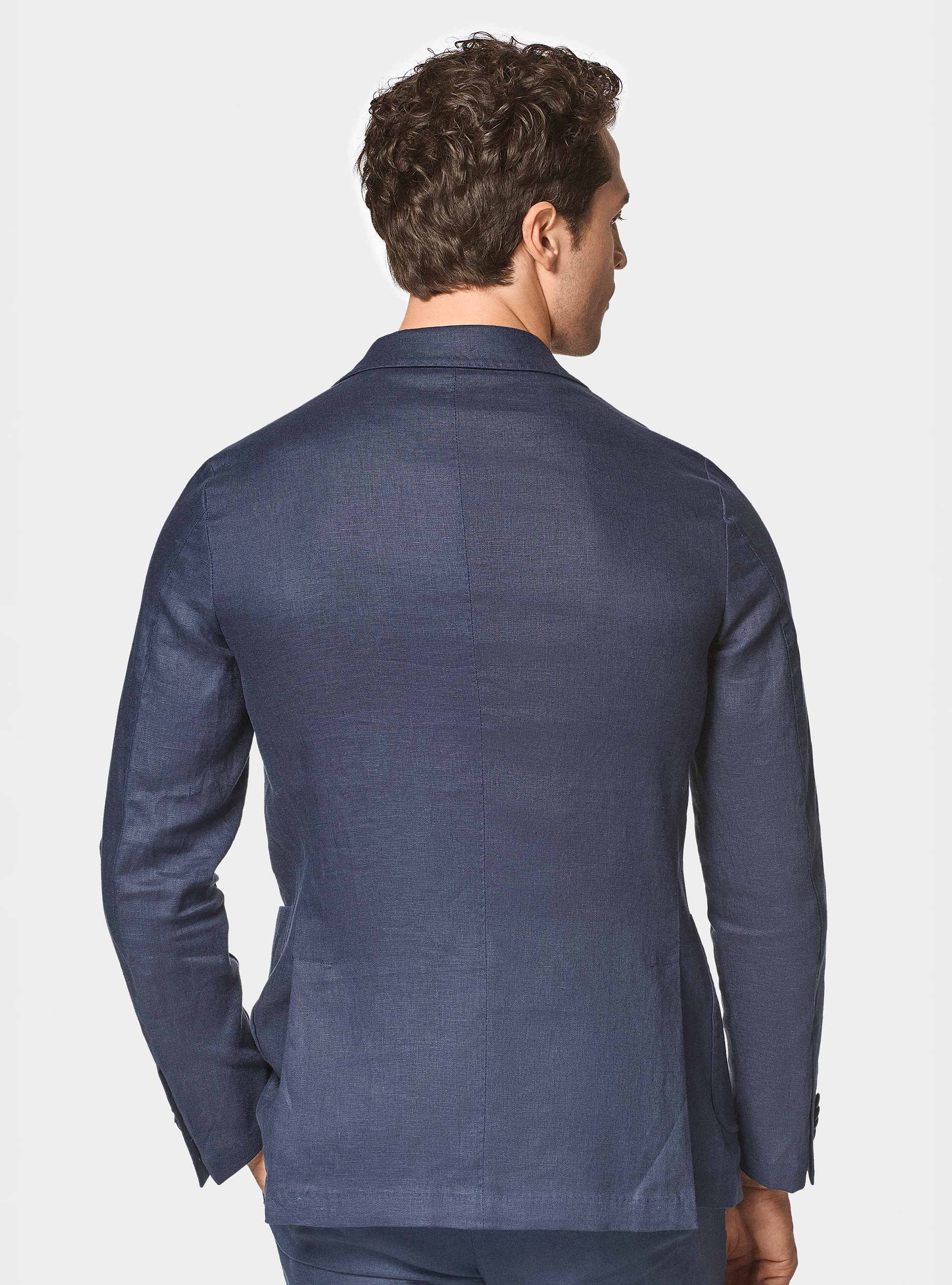 Pure linen suit blazer, BLUE