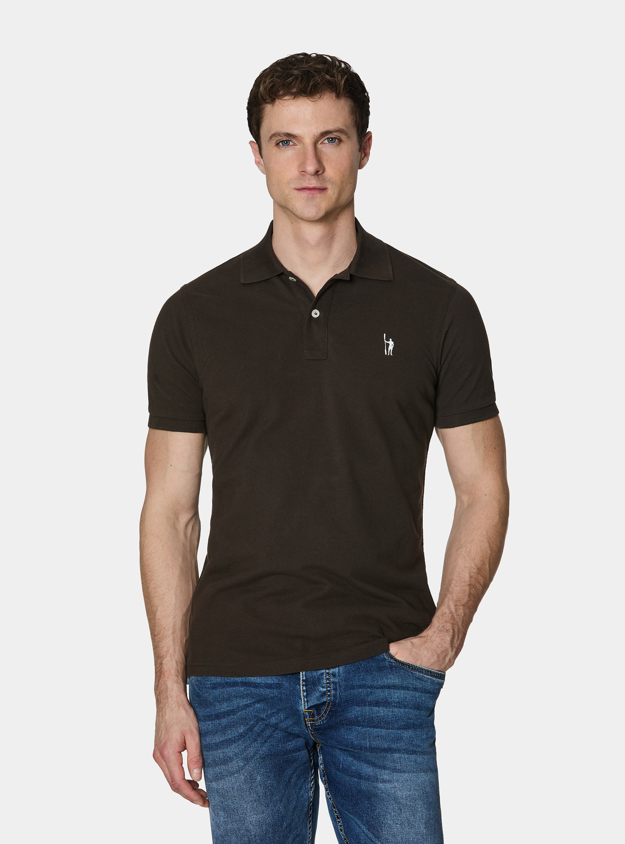 Polo classique en piqu&eacute;, MARRON