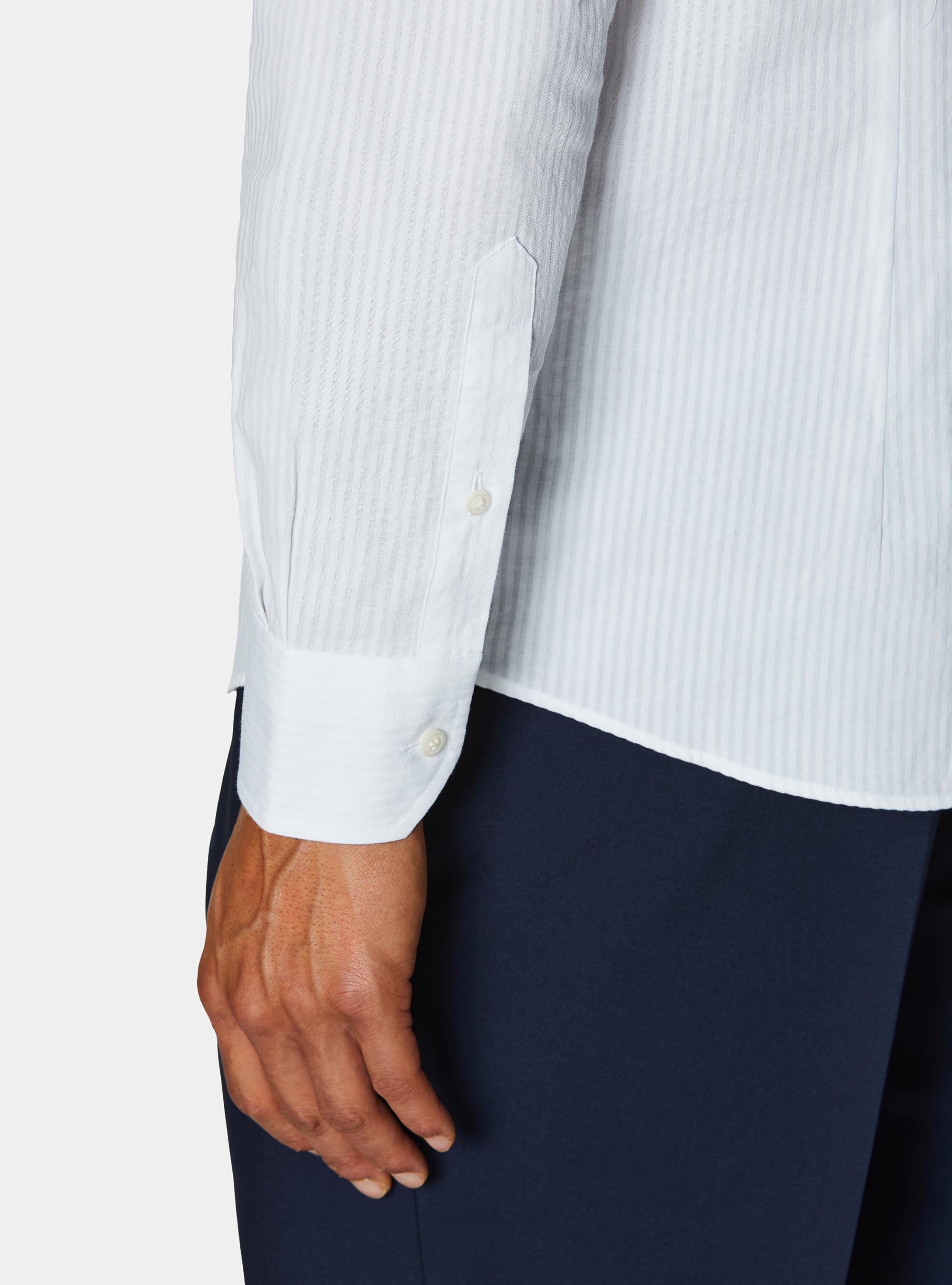 Seersucker cotton shirt, WHITE