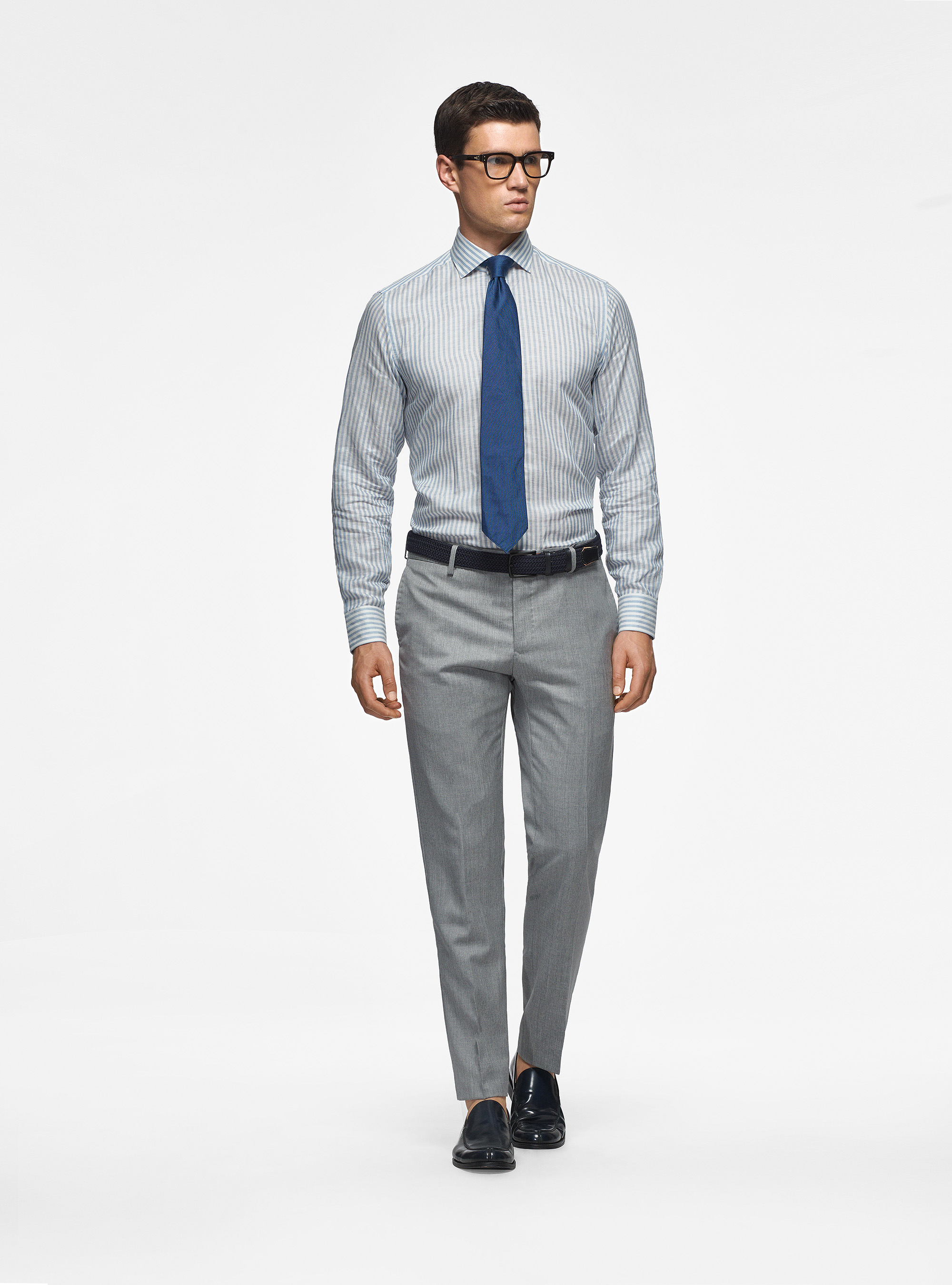 Trousers in pure 110's superfine wool, LIGHT GREY MELANGE