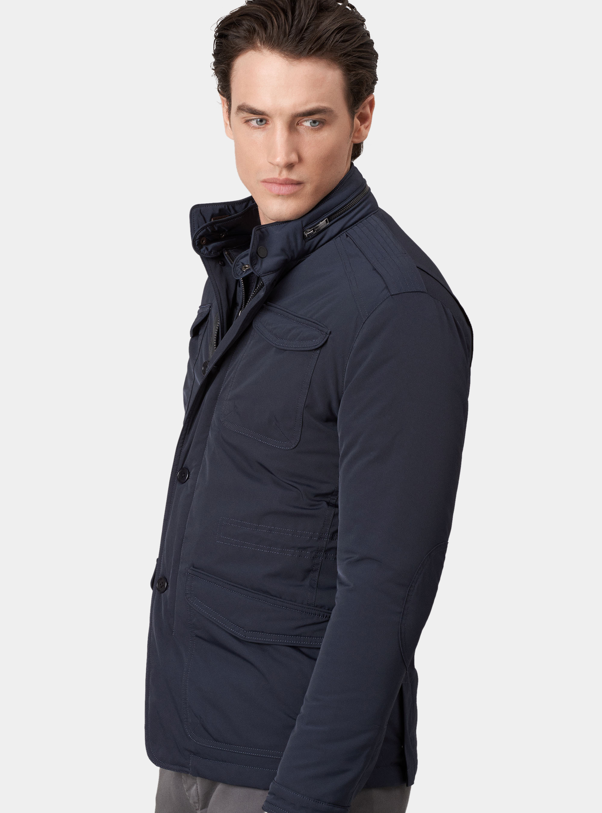 Field jacket with removable patch and bib, NAVY BLUE
