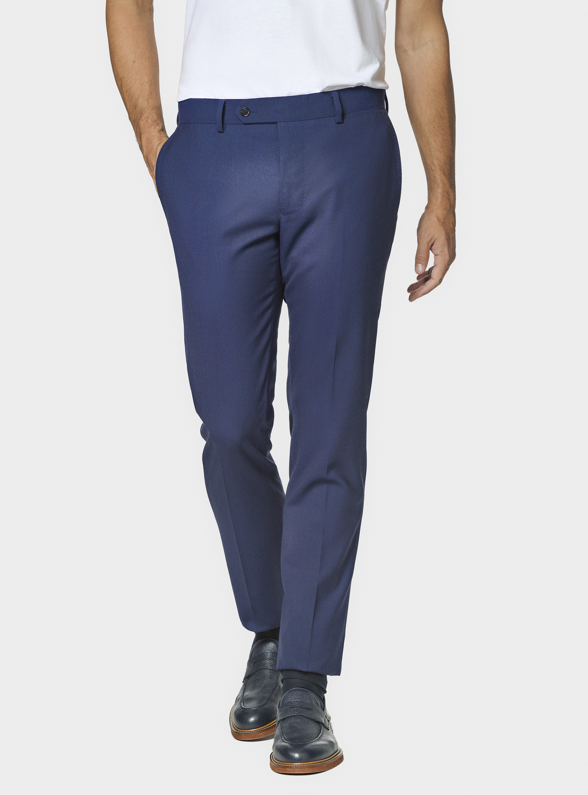 Pantaloni abito travel in pura lana Cerruti, BLU NAVY