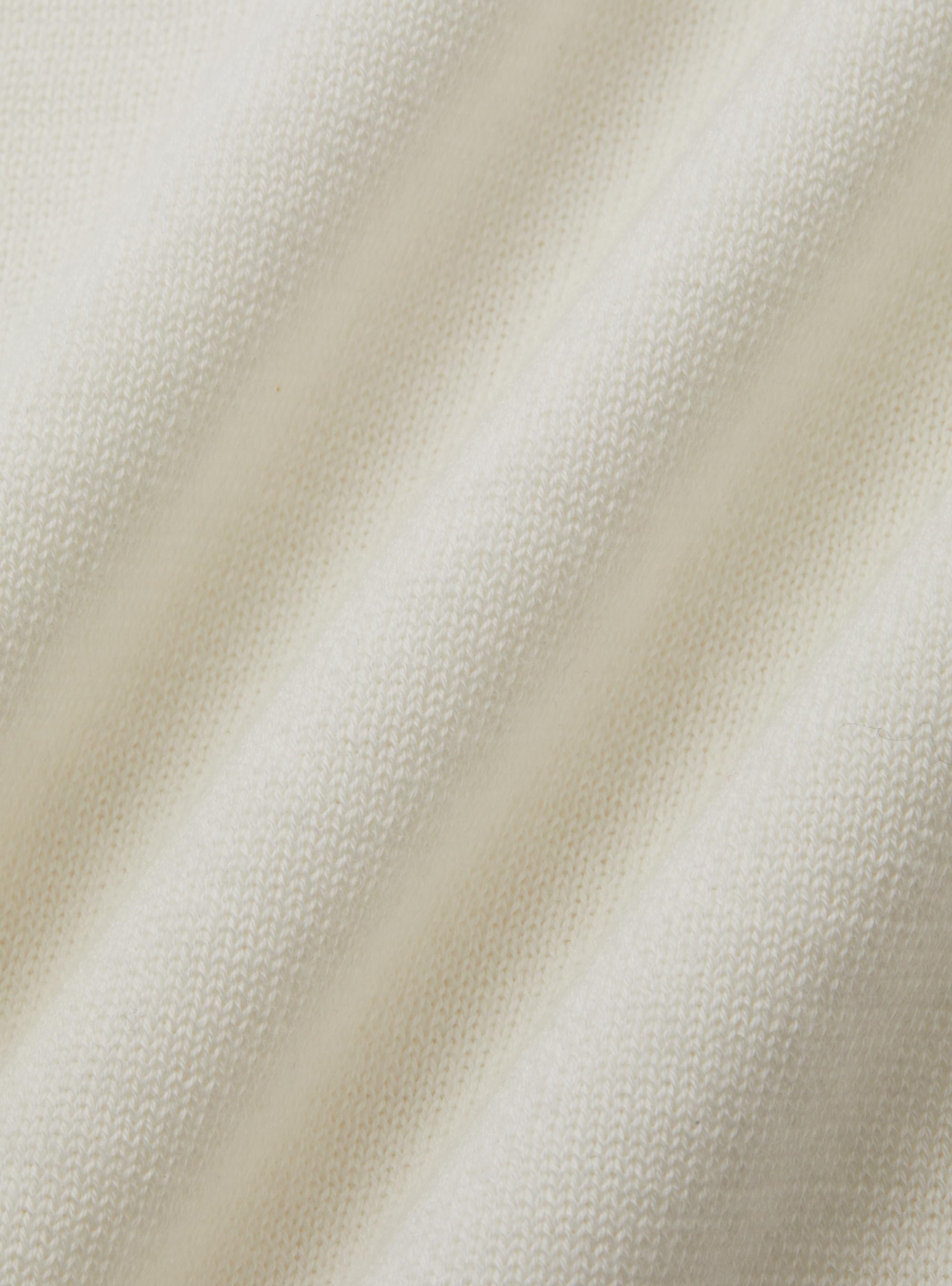 Buttonless knitted polo shirt in extra-fine cotton, WHITE