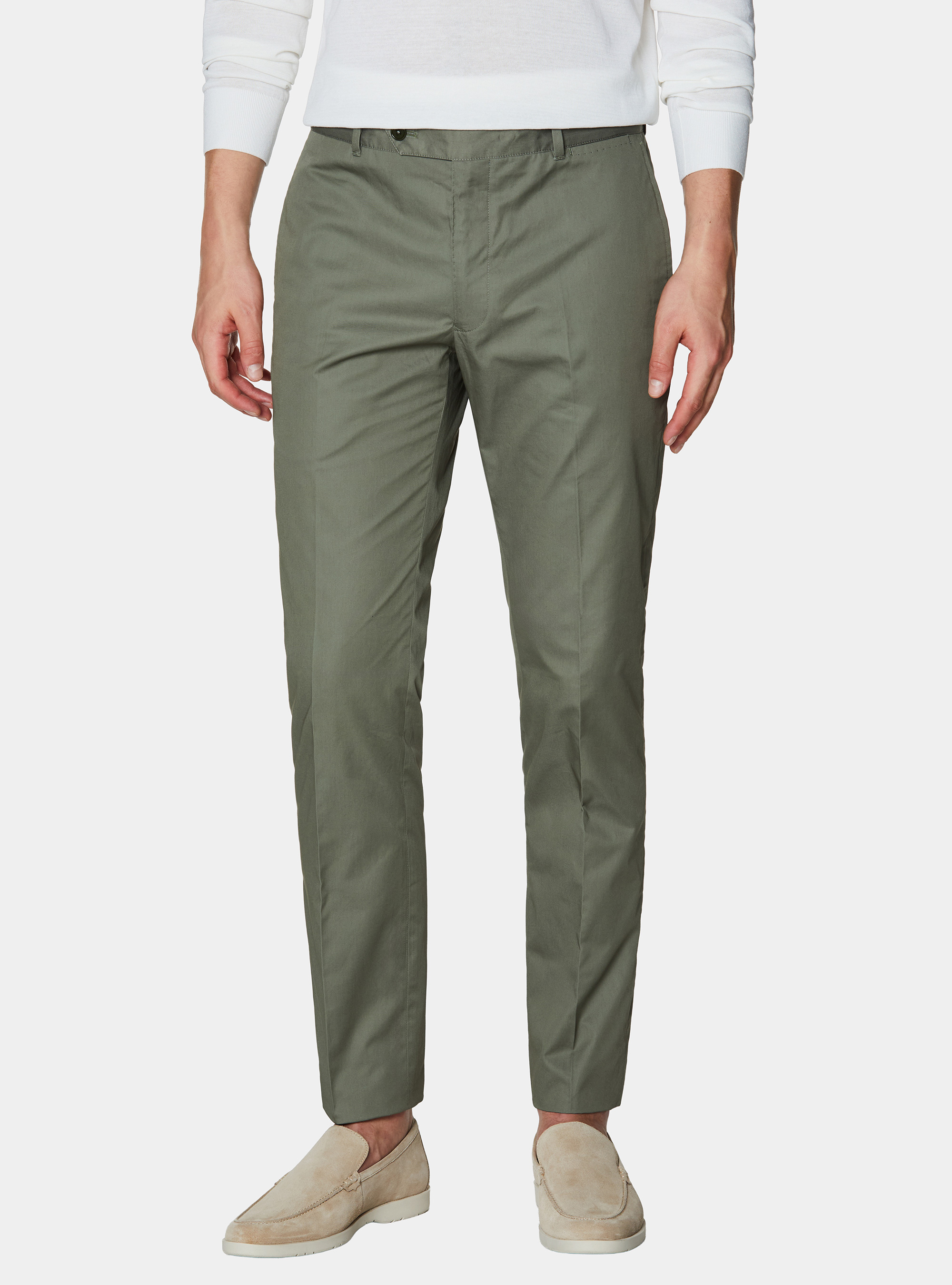 Lightweight twill slim fit chino trousers, SALVIA 0602C