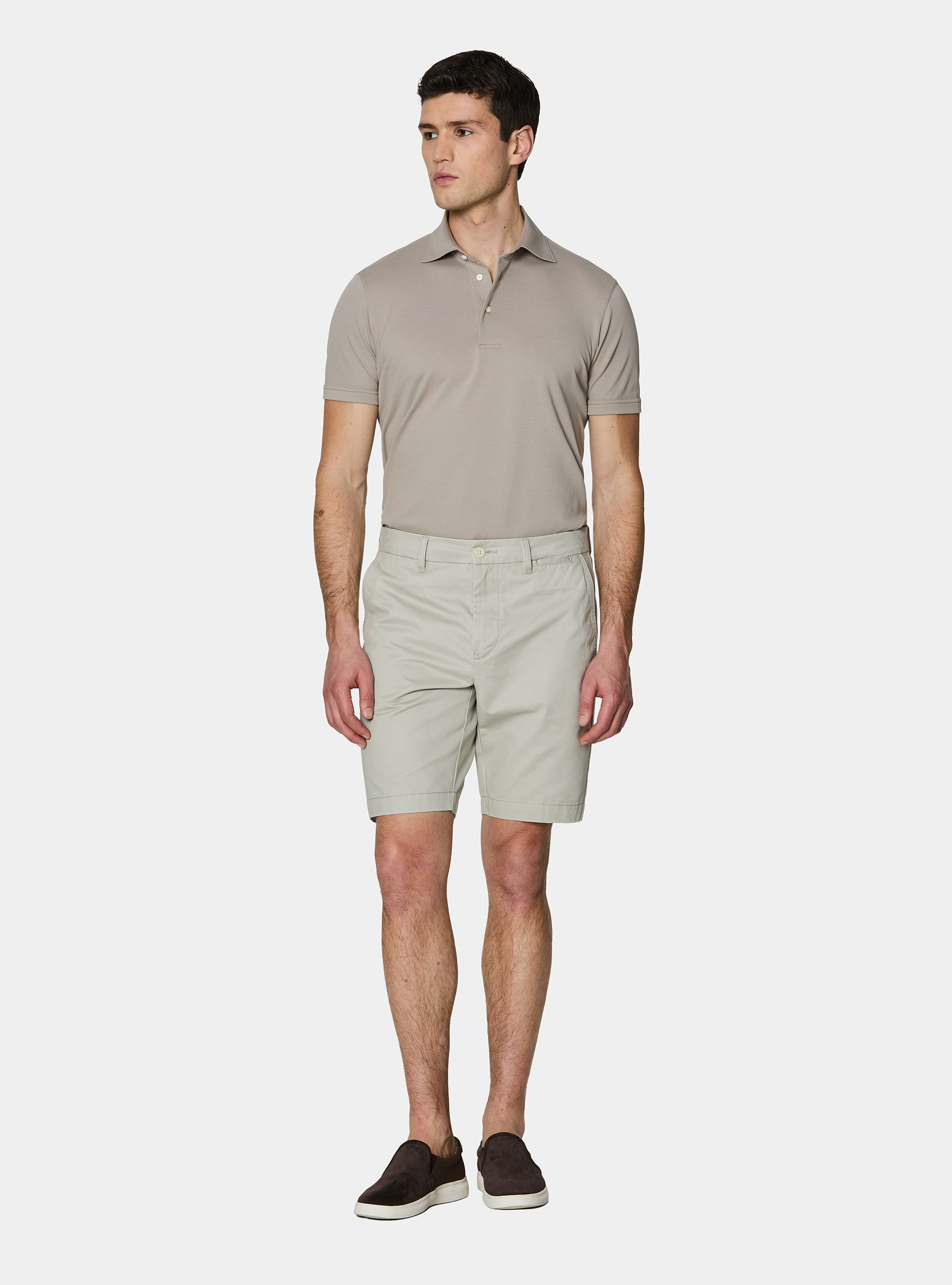 Cotton twill chino Bermuda shorts, ECRU