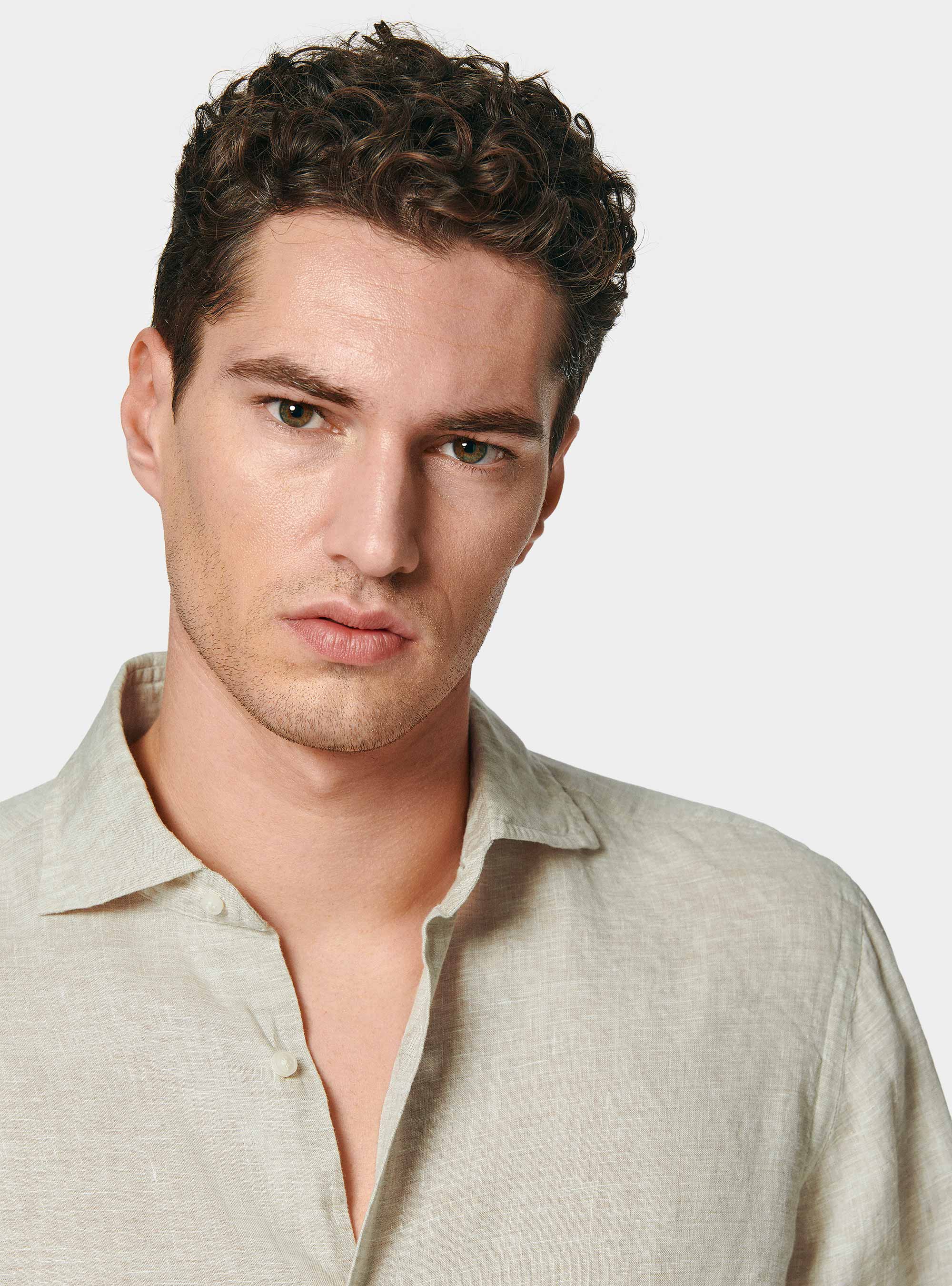 Pure linen shirt, ECRU MELANGE 0562C