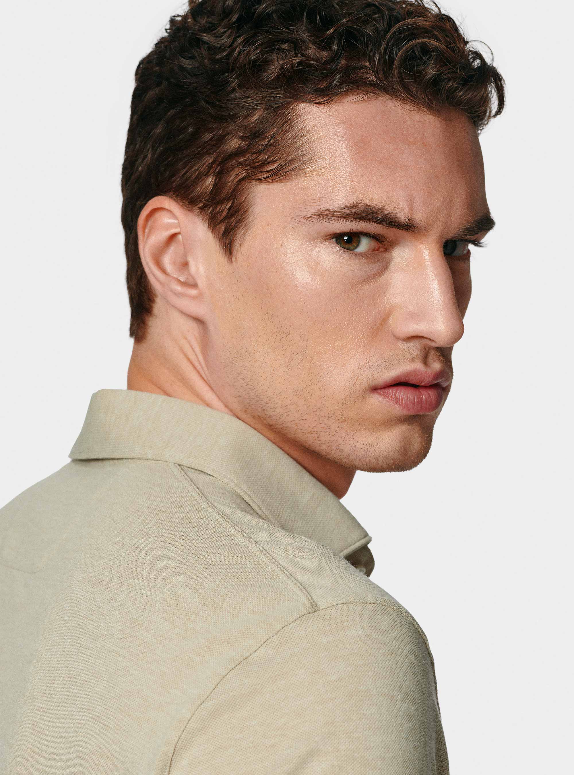 GT01 stretch pique polo shirt, SAND