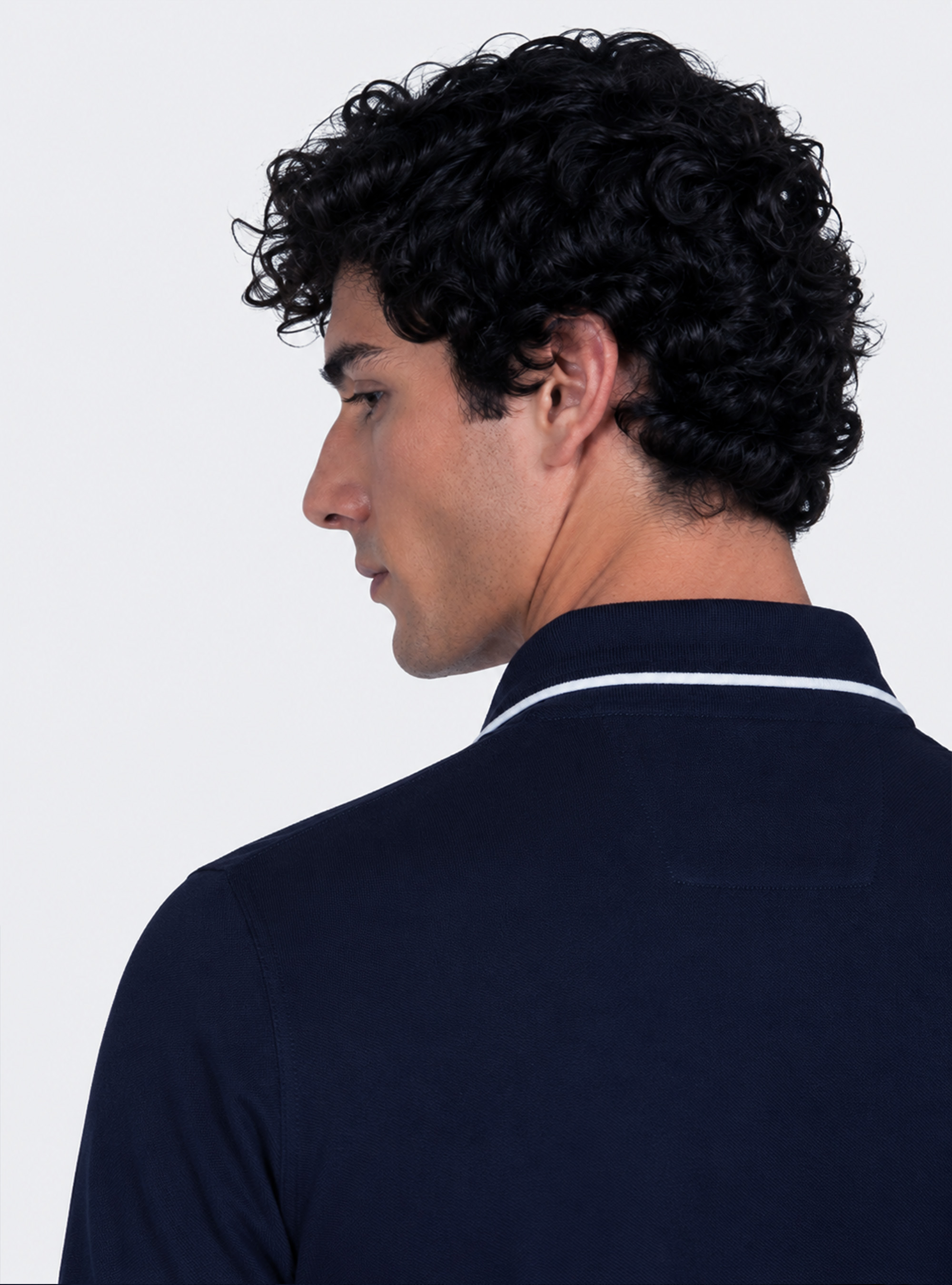 GT01 buttonless stretch pique polo shirt, NAVY BLUE