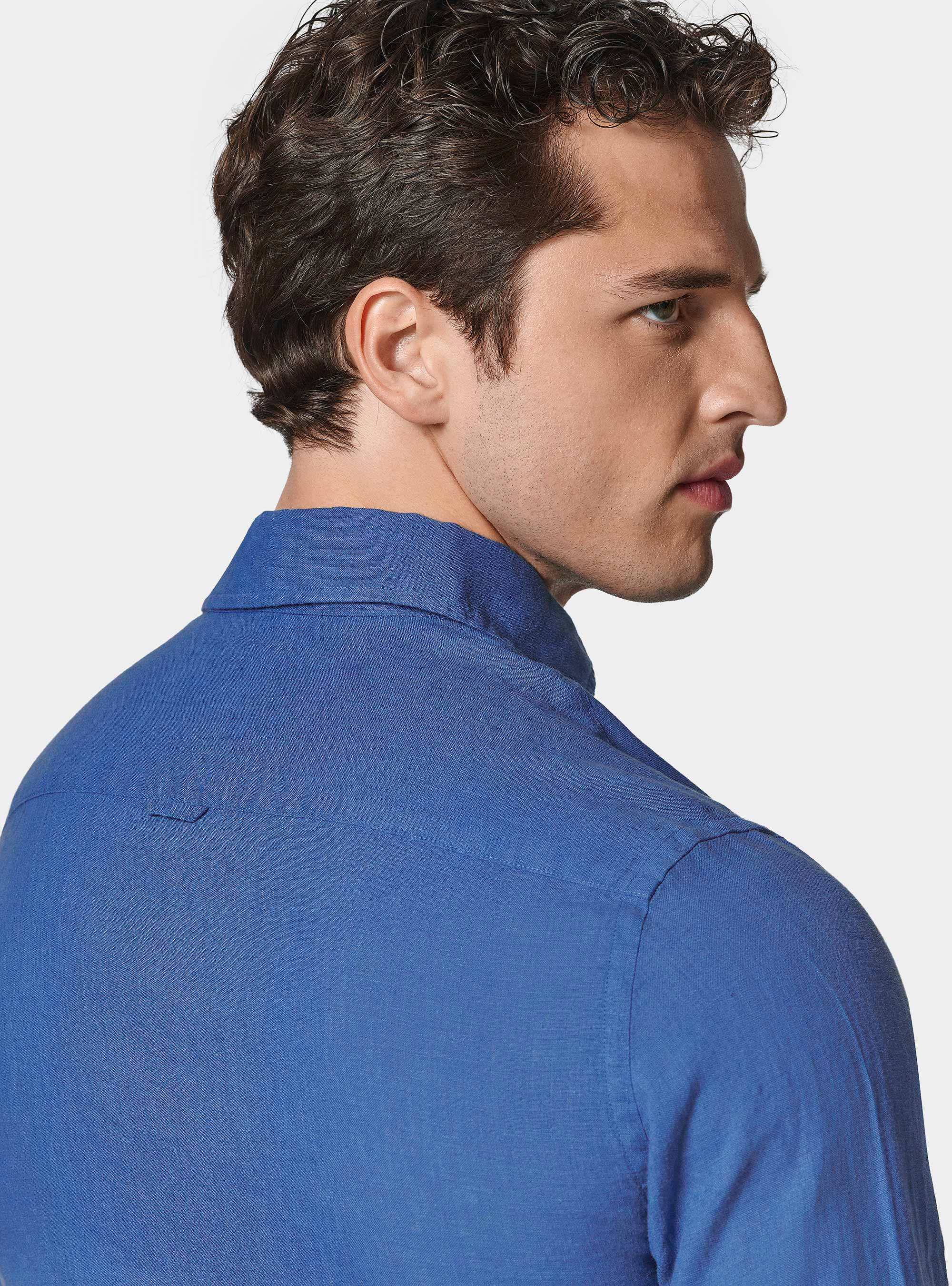 Camicia in puro lino, BLU