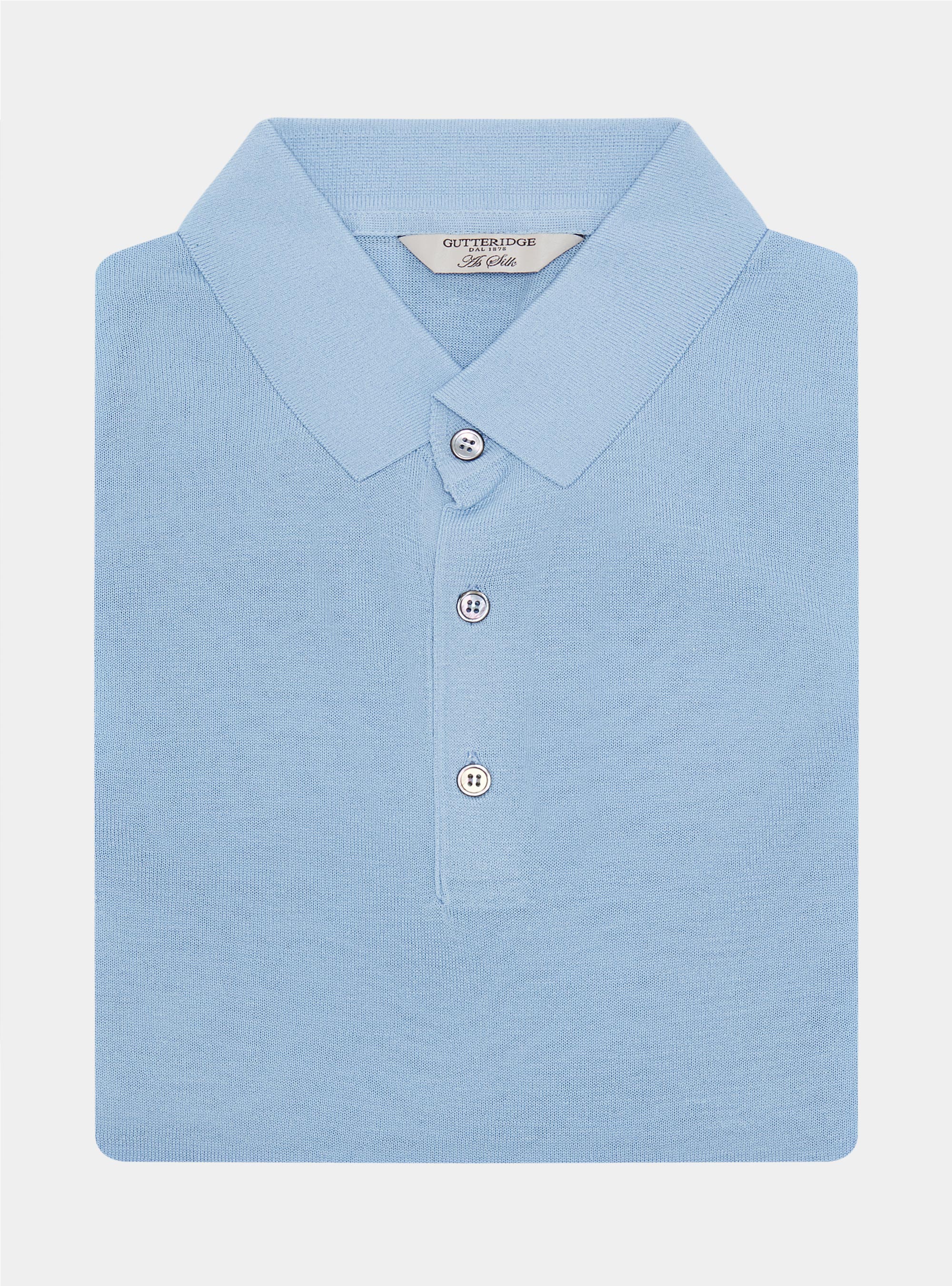 Poloshirt aus Baumwolle und Seide, AZZURRO 0276C