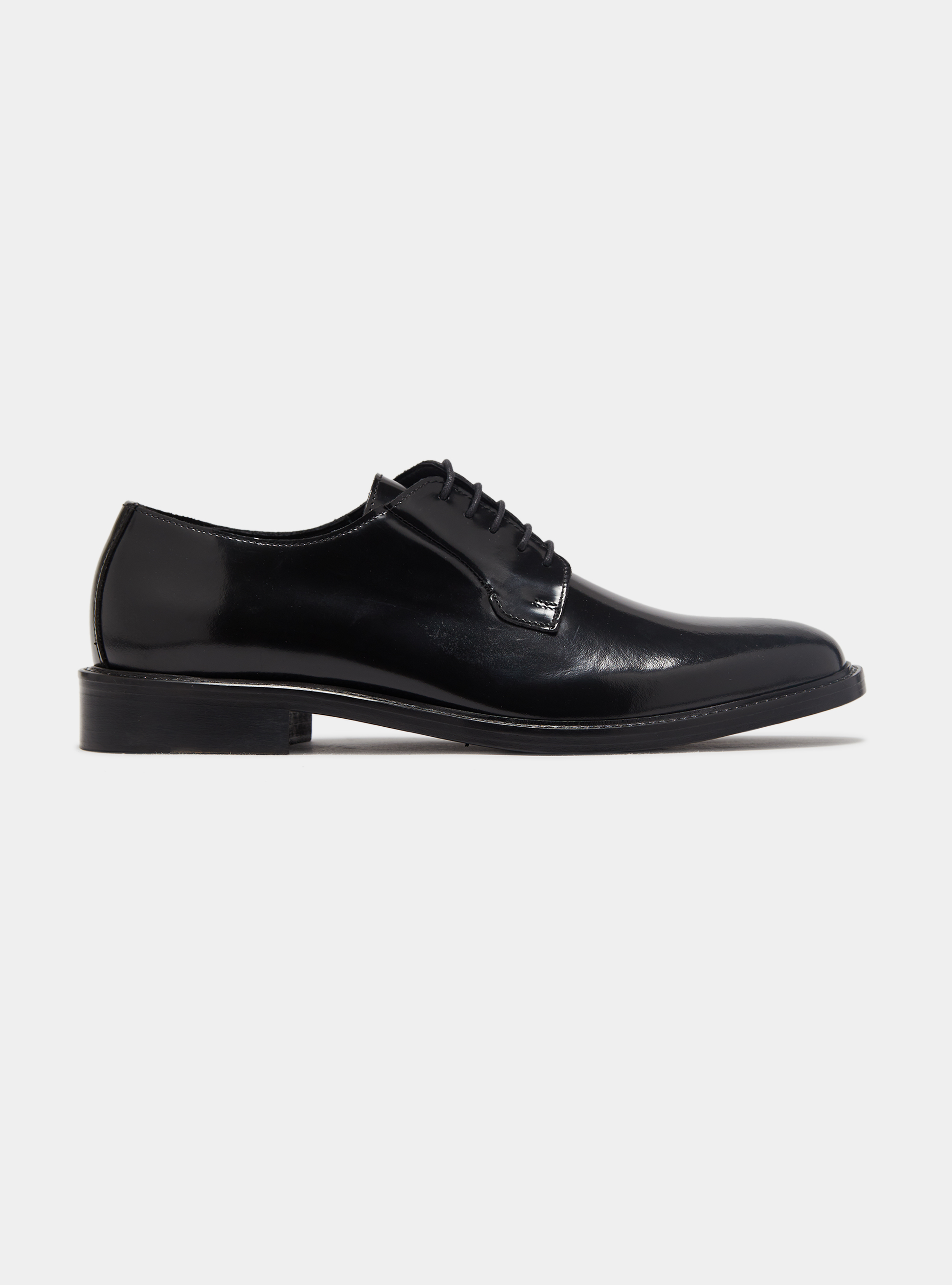 Derby shoes in abrasive leather, BLACK