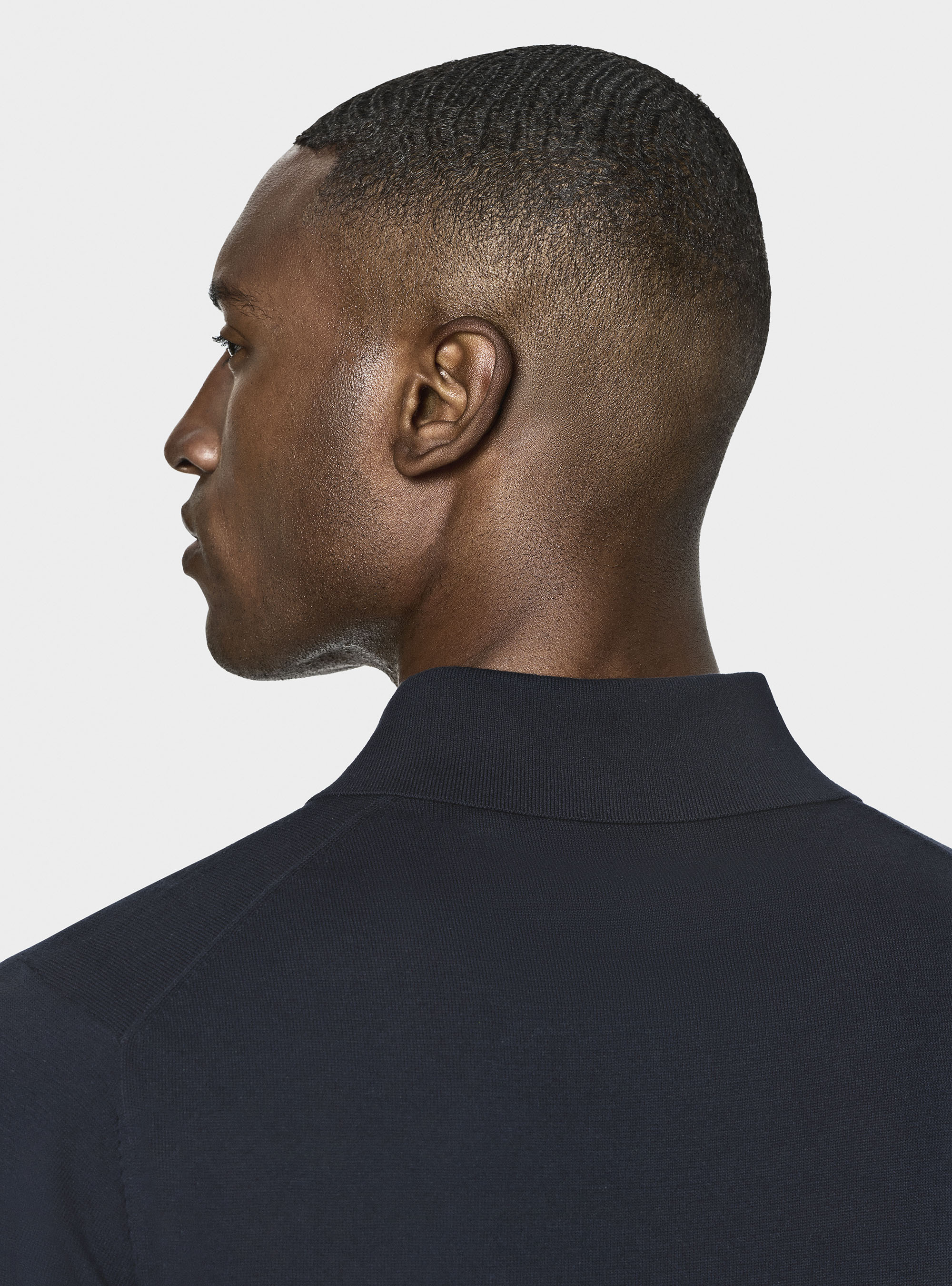 Extra-fine cotton knit polo shirt, NAVY BLUE