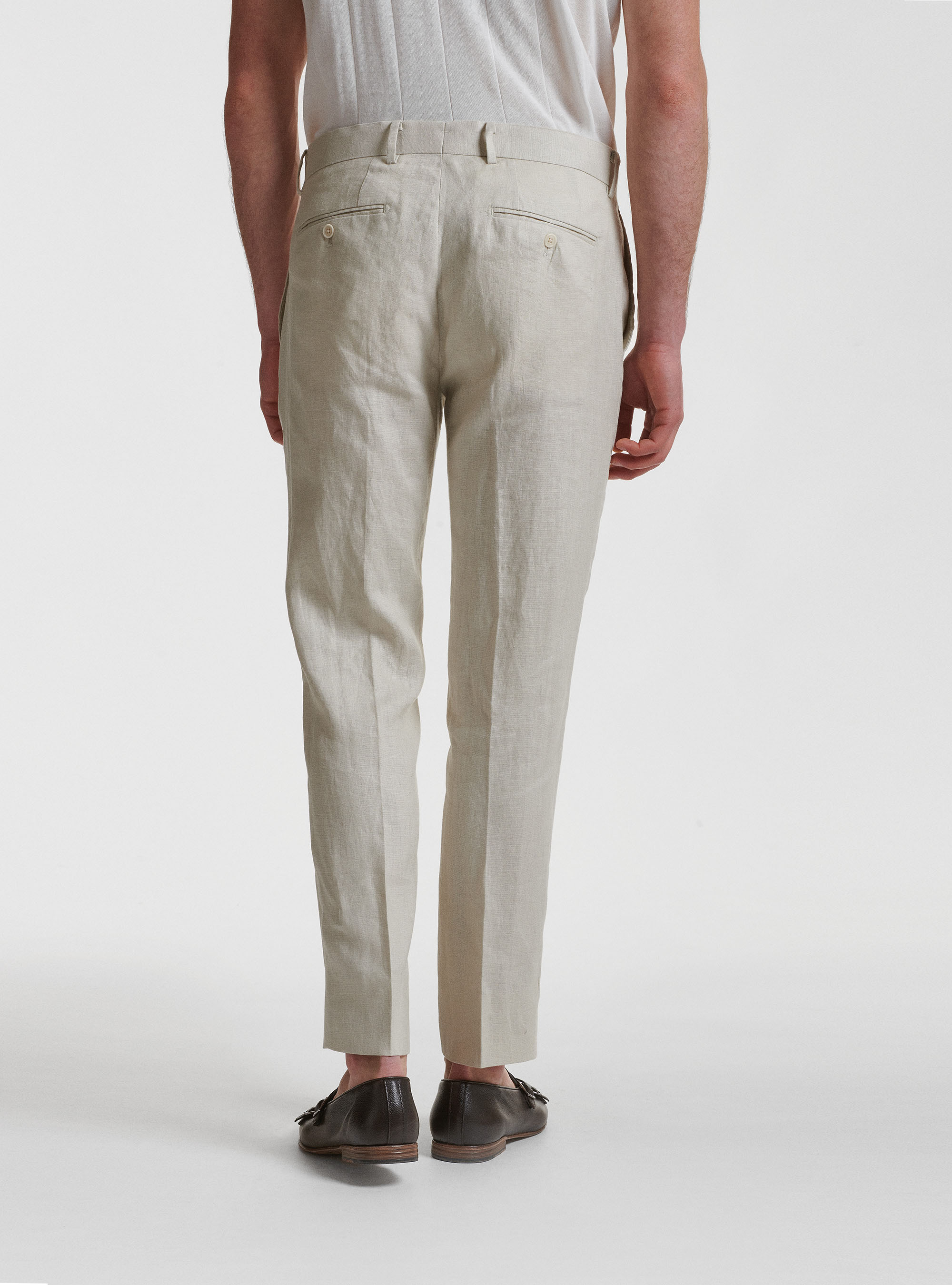 Pantaloni per abito in puro lino, ECRU