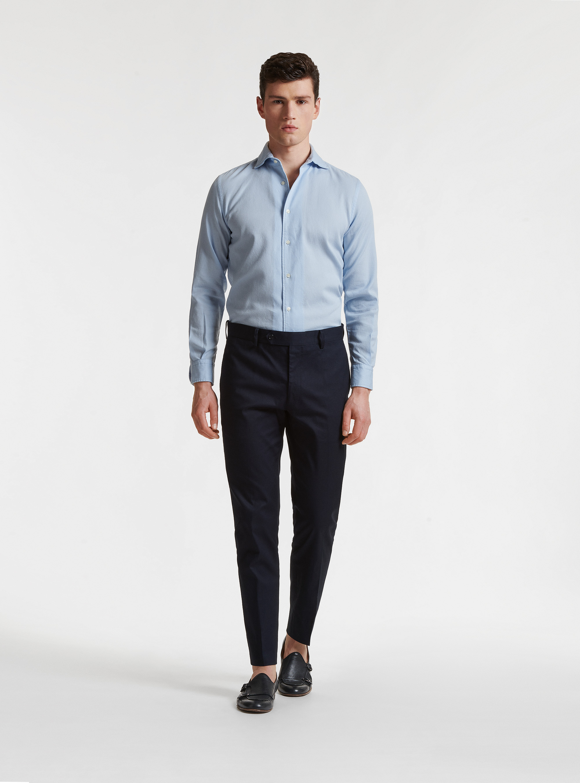 Armoured cotton suit trousers, NAVY BLUE