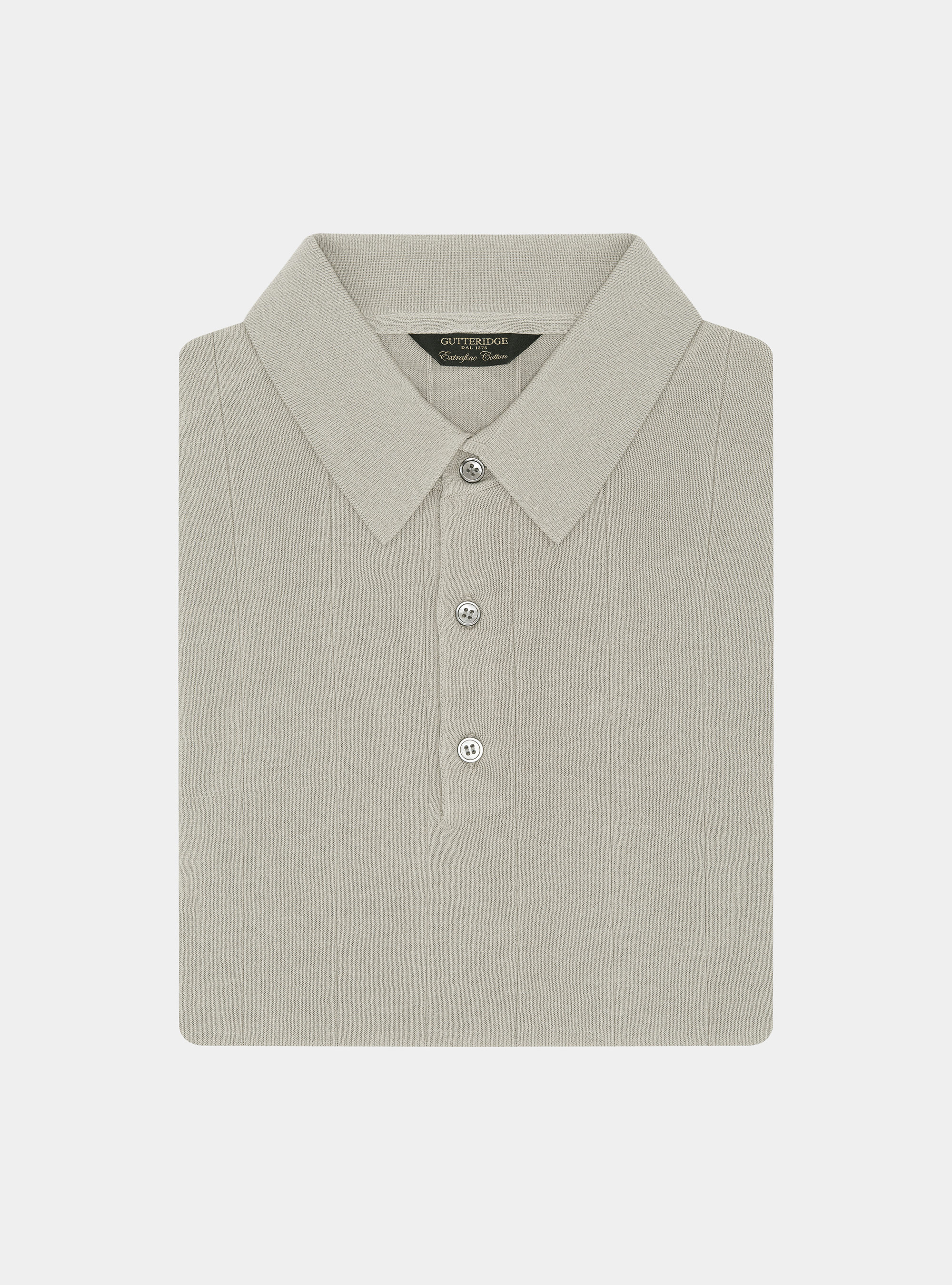 Long-sleeved knit polo shirt, SAND