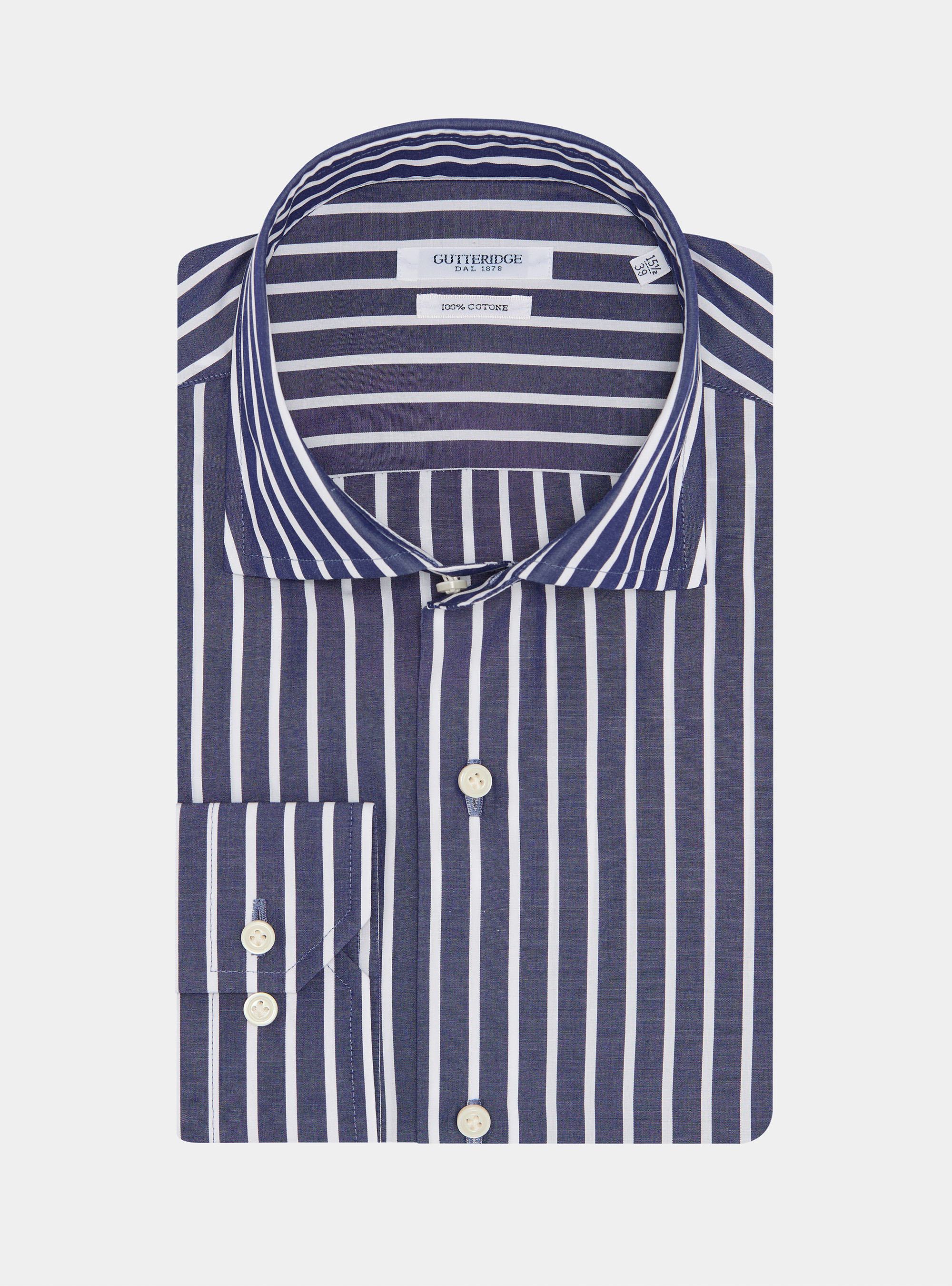 Striped cotton poplin shirt, NAVY BLUE
