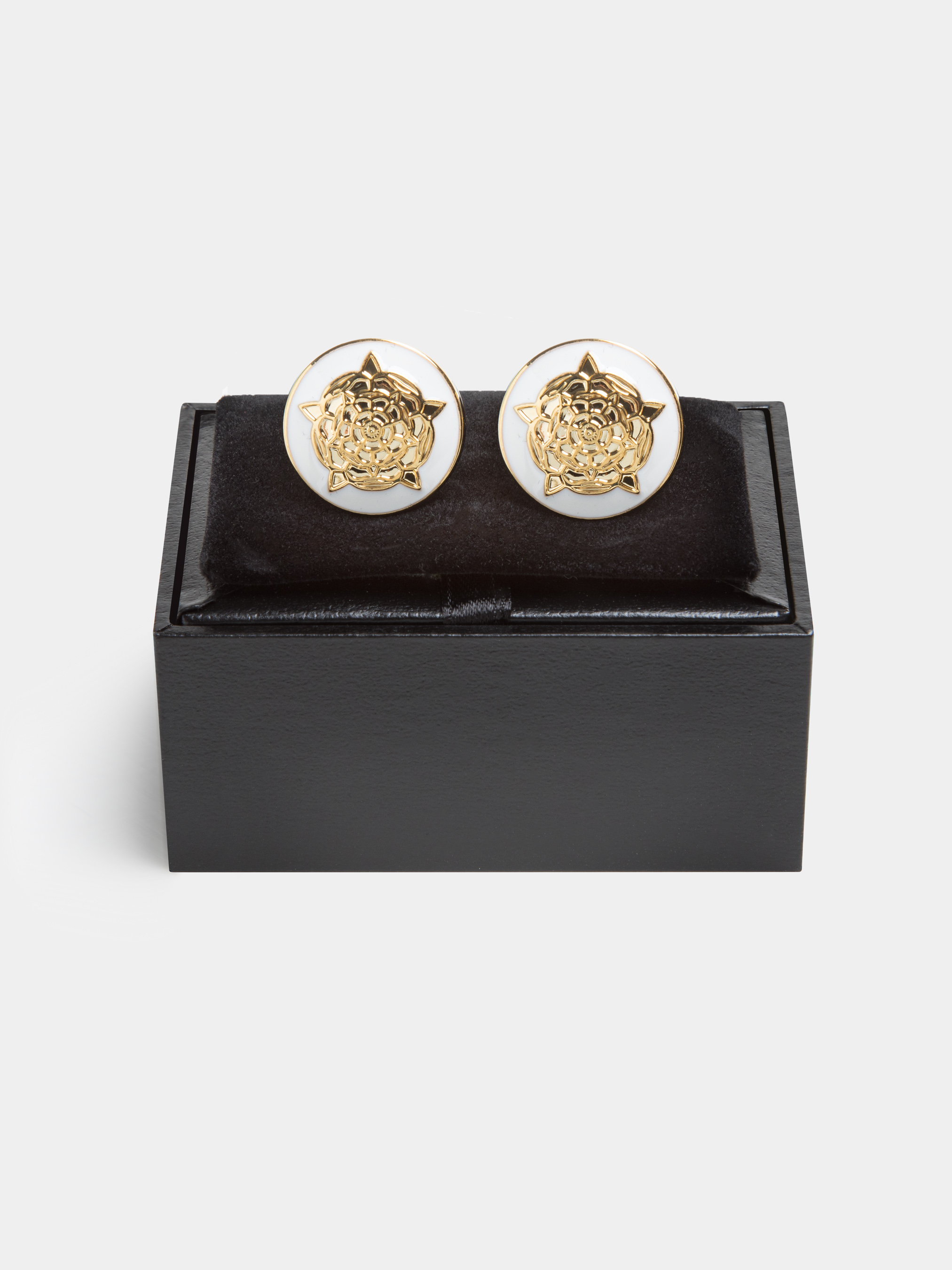 Boutons de manchette avec &eacute;cusson floral, BLANC