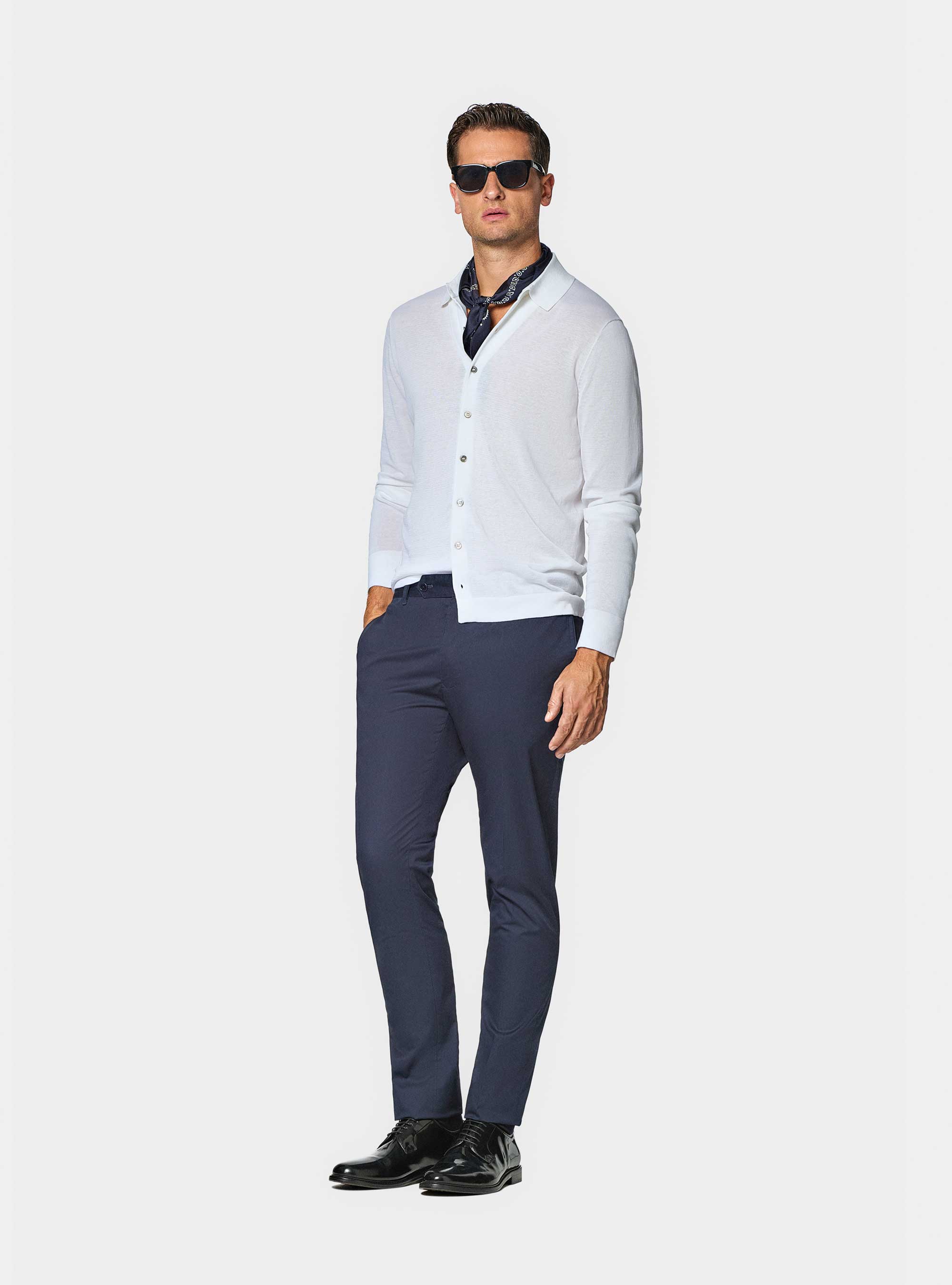 Lightweight twill slim fit chino trousers, NAVY BLUE