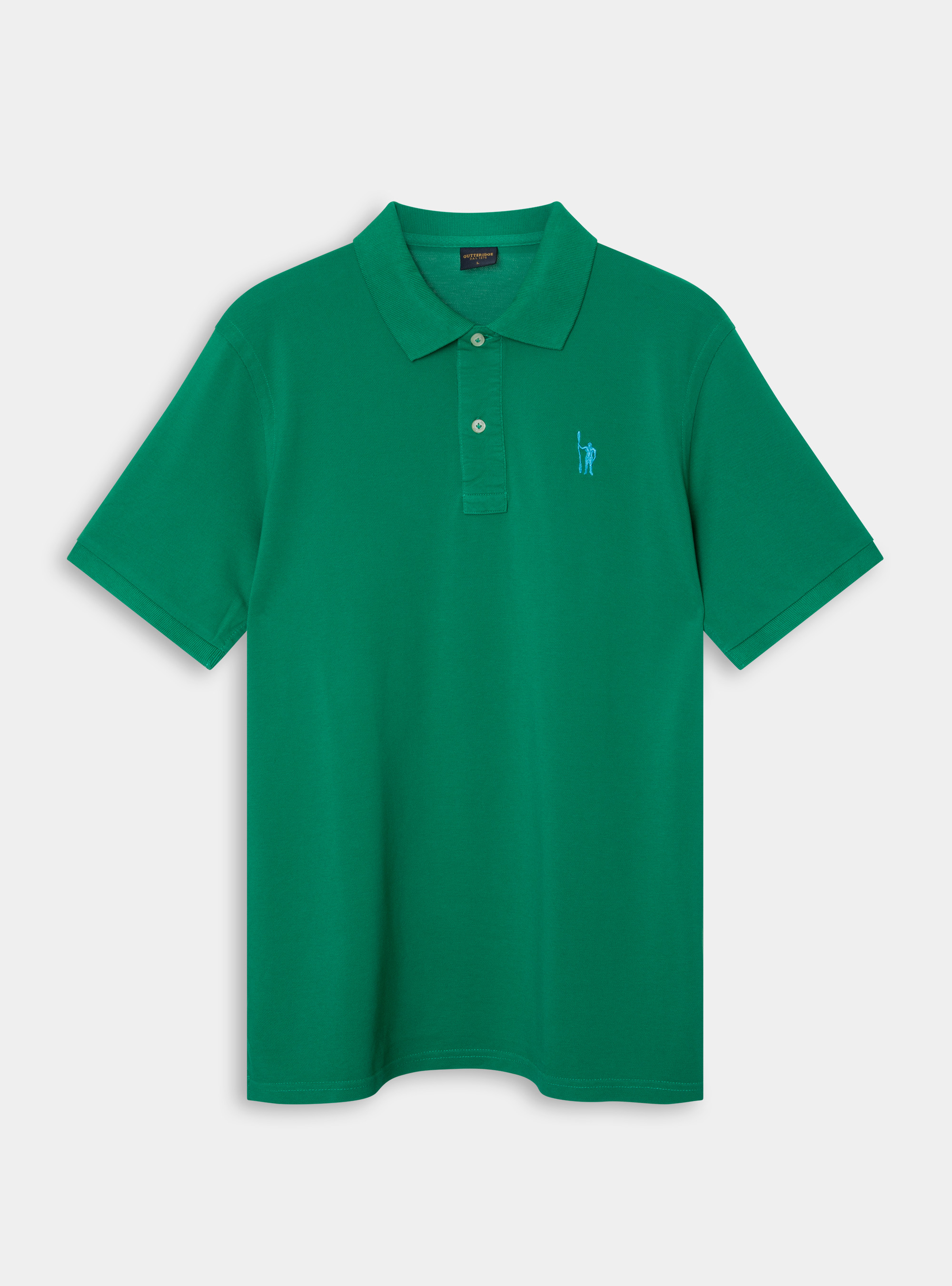 Klassisches Baumwoll-Piqu&eacute;-Polo mit Stickerei, VERDE 0600C