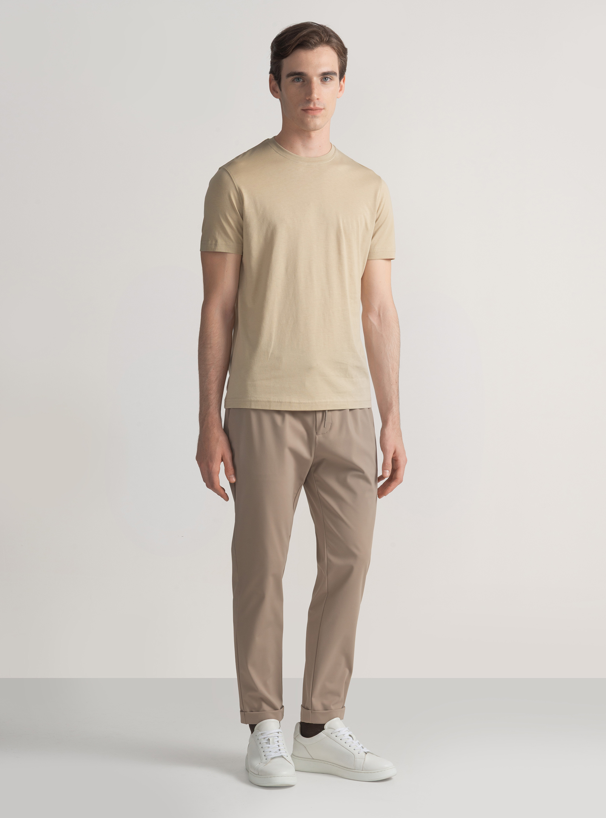 Half-sleeve T-shirt in Supima cotton, SAND