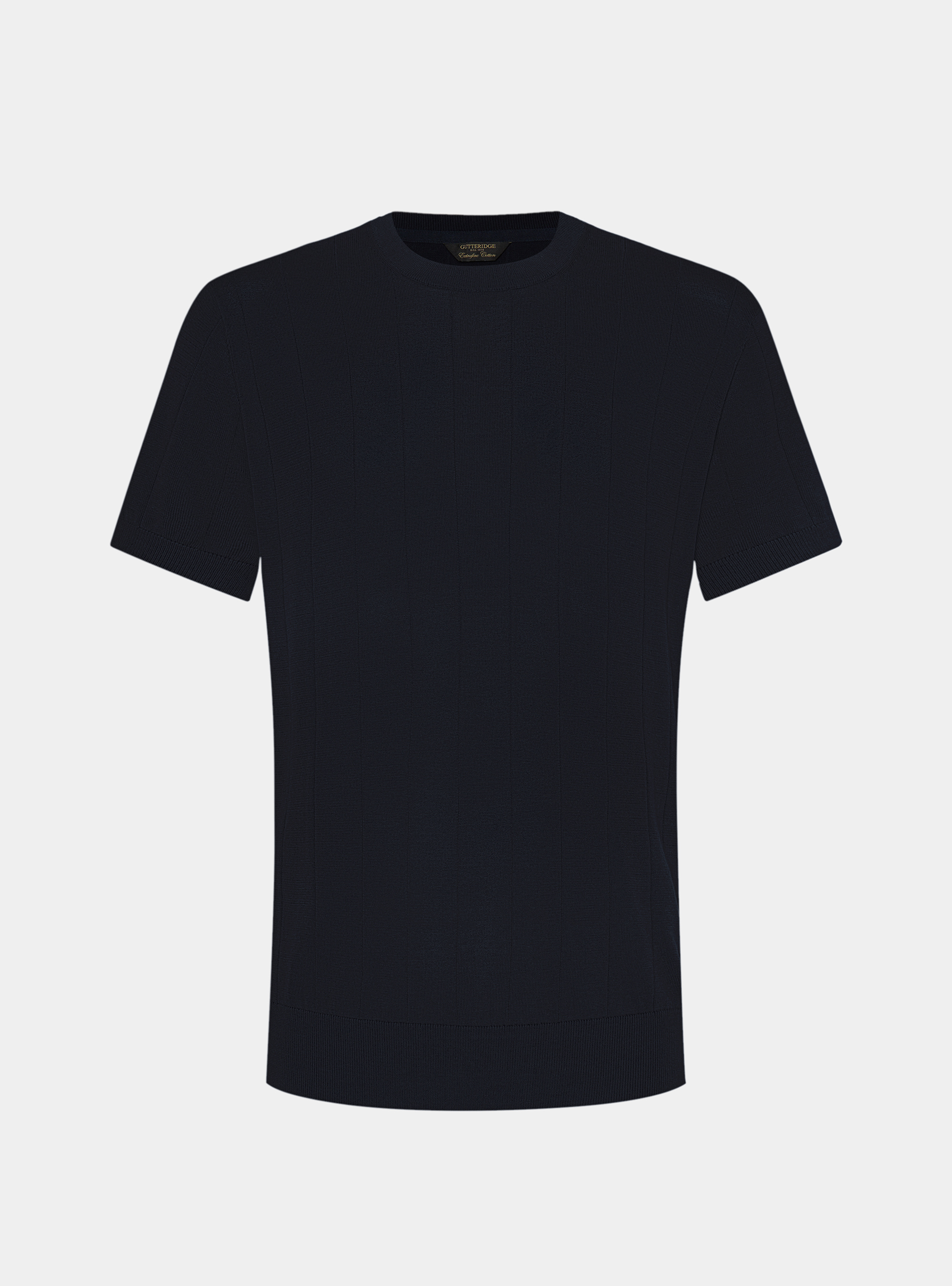 Pure cotton flat-ribbed sweater, NAVY BLUE