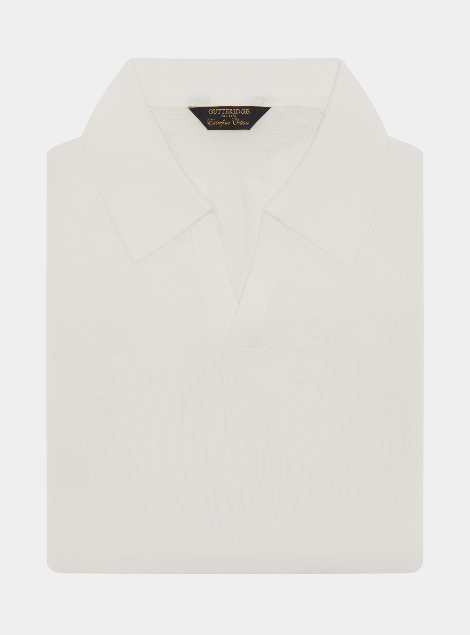 Buttonless knitted polo shirt in extra-fine cotton, WHITE